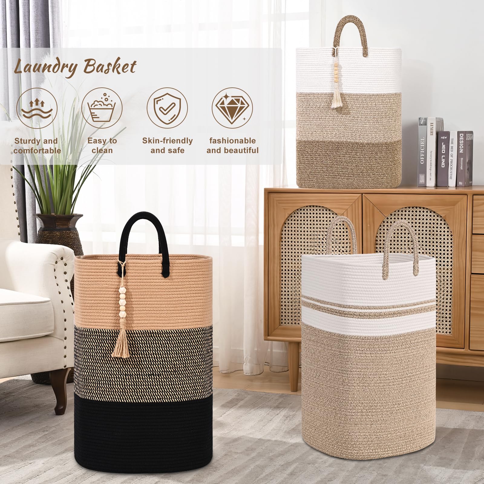 Woven Laundry Basket for Clothes (16 Ounce)