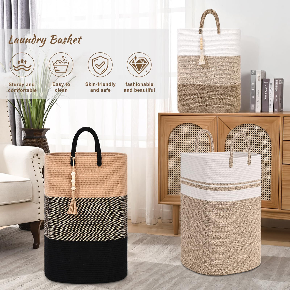 Woven Laundry Basket for Clothes (16 Ounce)
