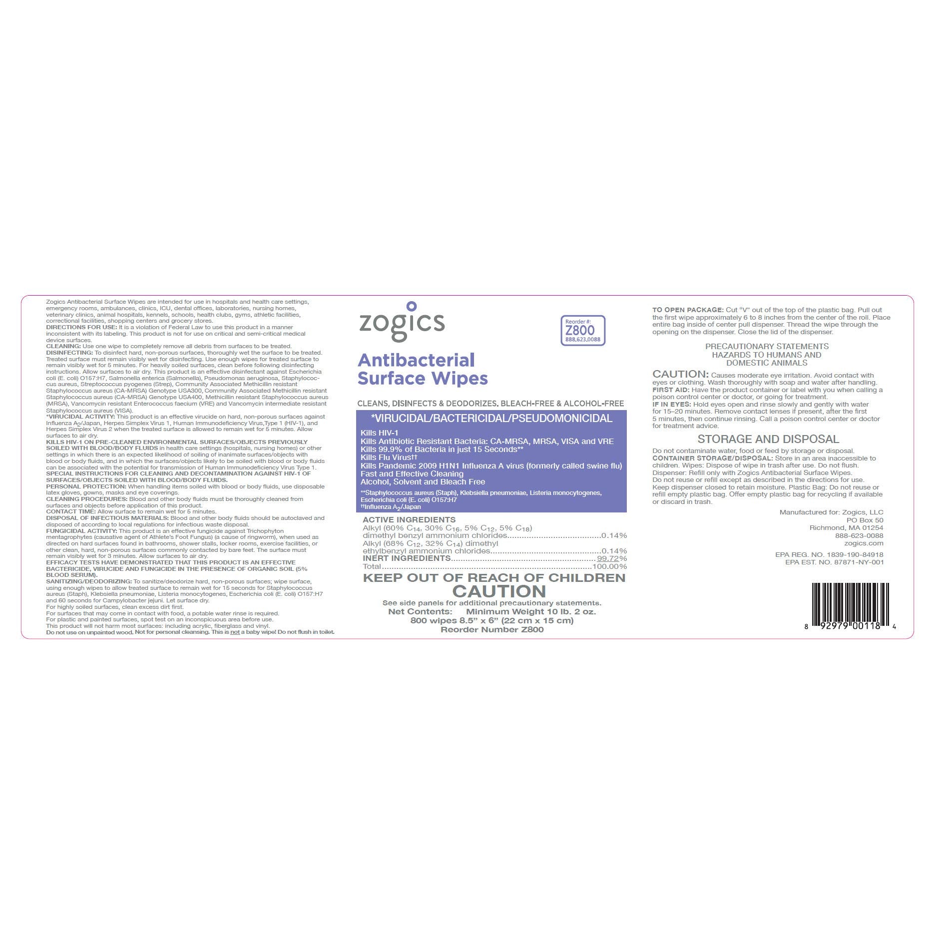Antibacterial Disinfecting Wipes (800 Count)