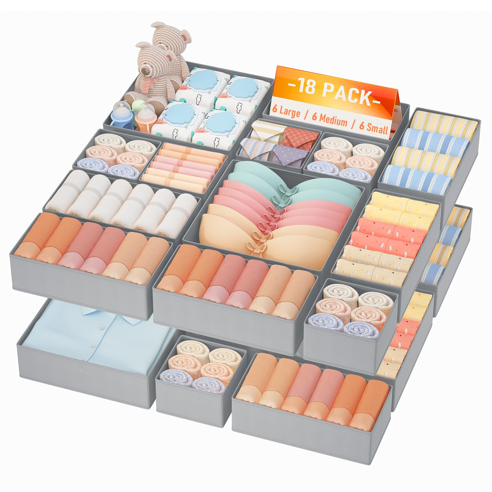 Drawer Organizer Clothes Storage (18 Count)