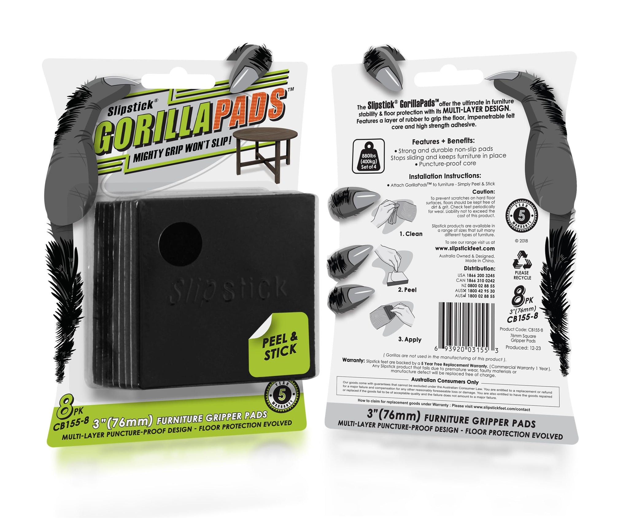 GorillaPads Non Slip Furniture Pads (8 Count)