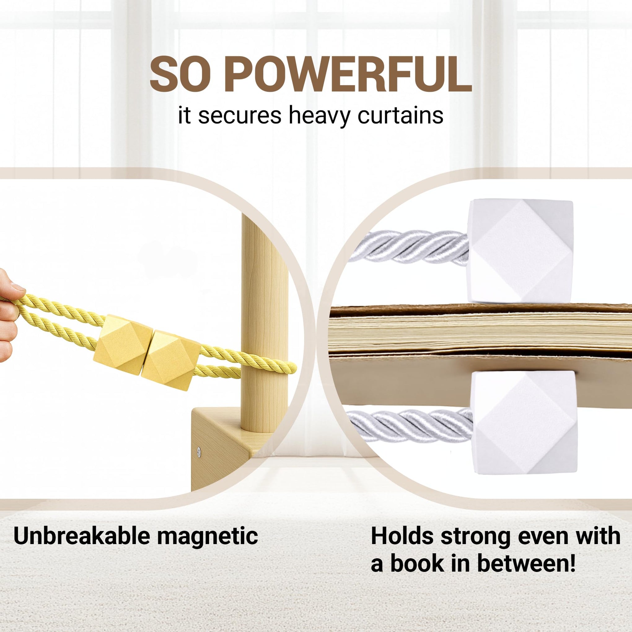 Magnetic Curtain Tiebacks Golden 6pcs (6 Count)