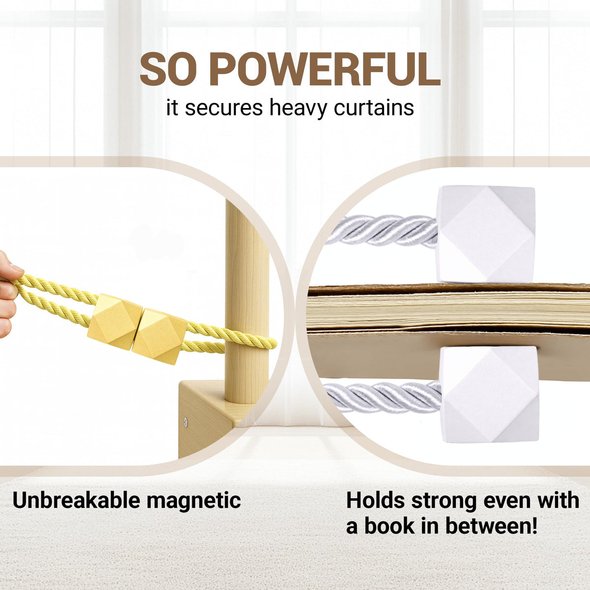 Magnetic Curtain Tiebacks Golden 2pcs