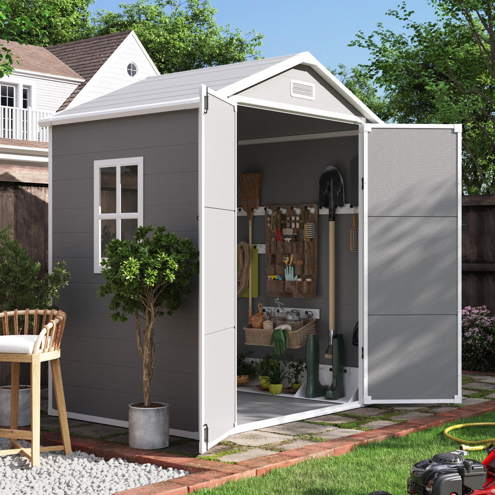 Outdoor Resin Storage Shed 6x4.5 FT