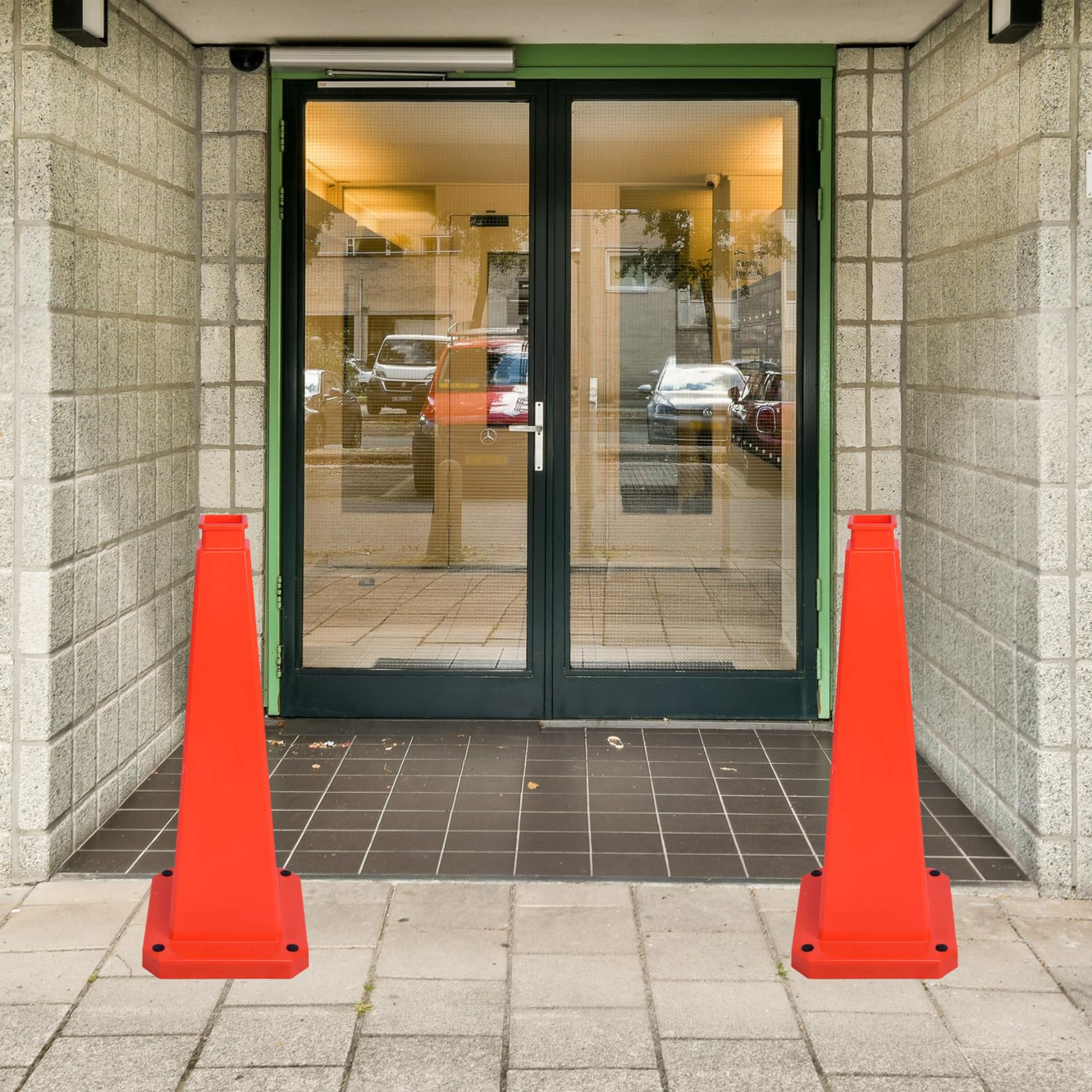 6 Pack 36 Inch Solid Orange Traffic Cone