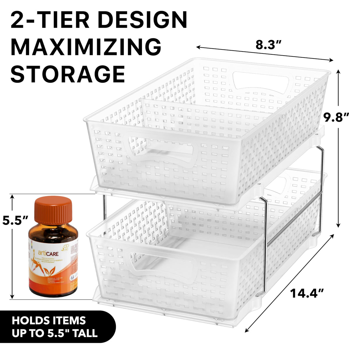 2 Tier Pull Out Sliding Drawer Under Sink Storage