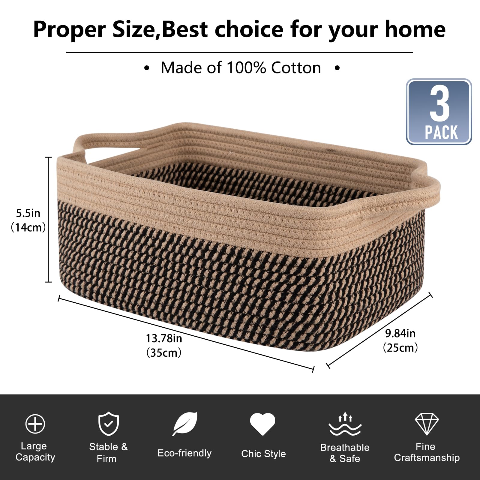 3 Pack Storage Baskets for Organizing
