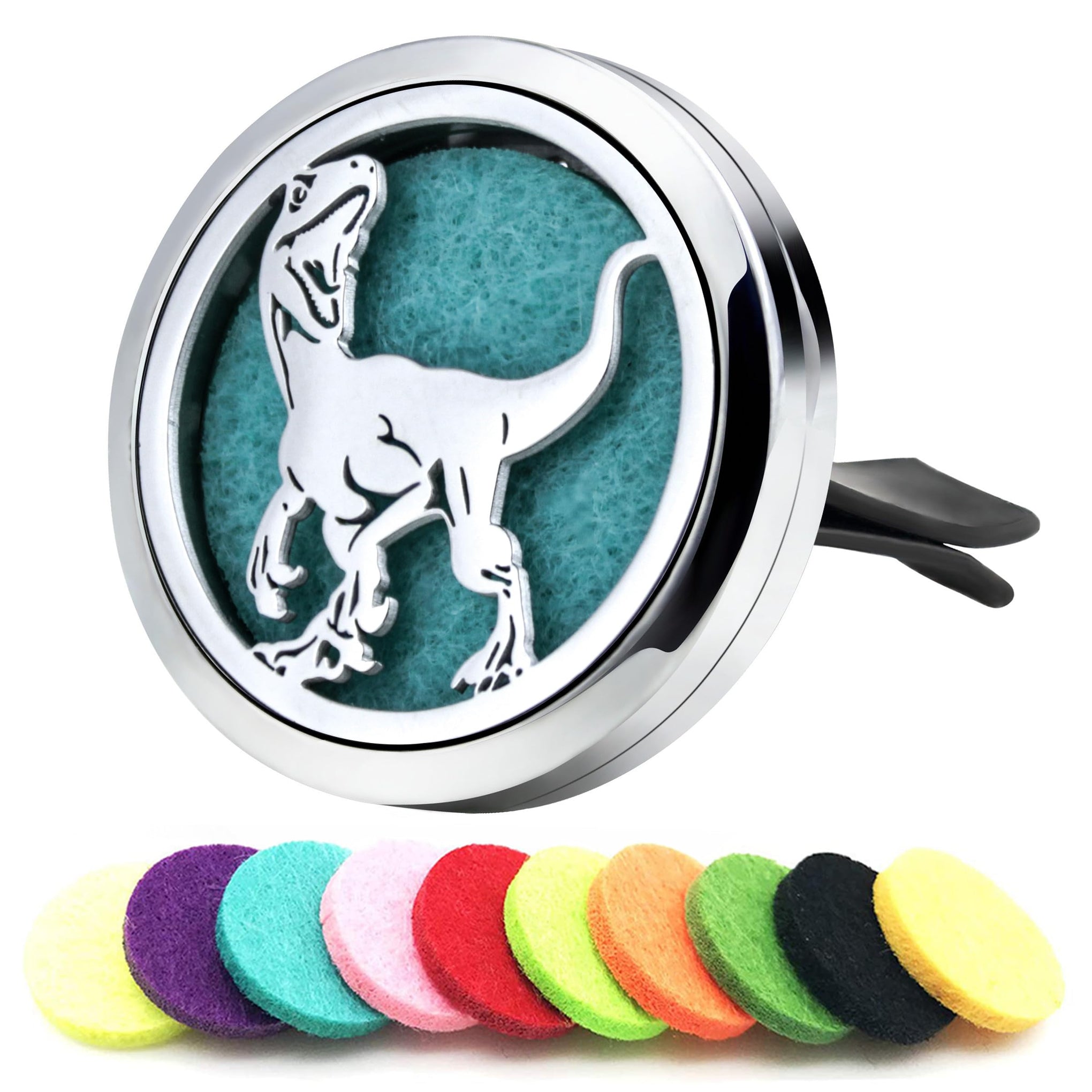 Car Essential Oil Diffuser Vent Clip Car Diffuser Vent Clips Dinosaur Air Freshener 10 Felt Pads Car Accessories for Women Gifts