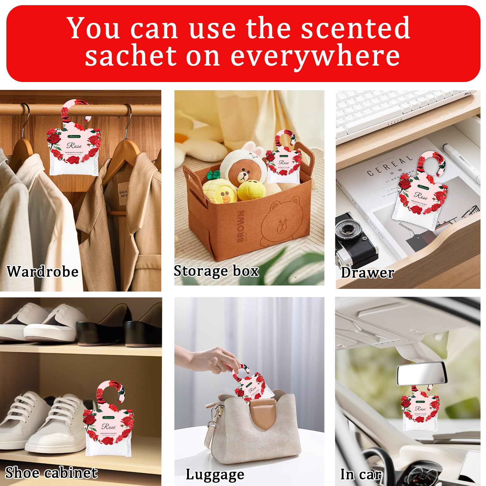 15Pack Rose Scented Sachets for Drawers and Closets (7.93 Ounce)