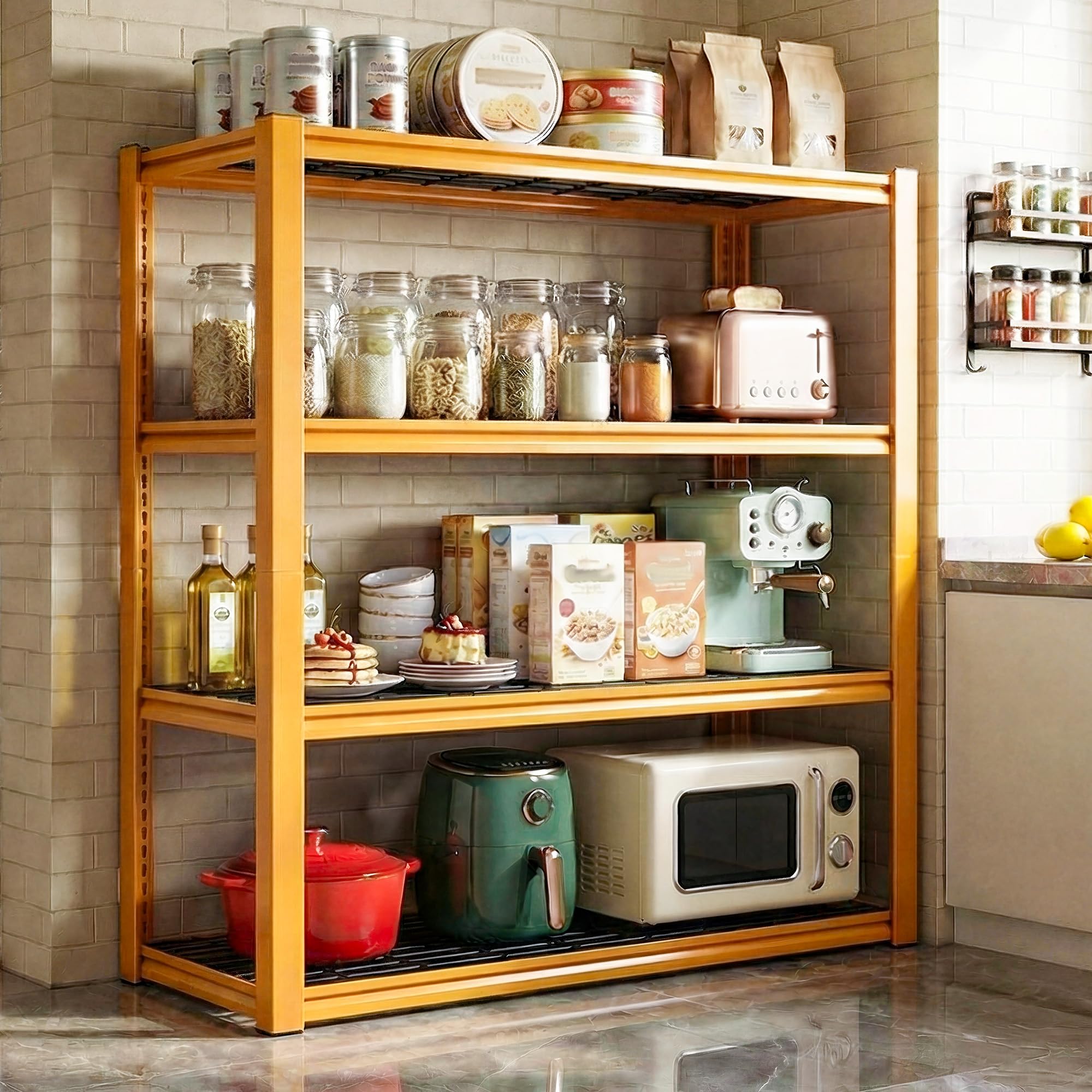 40" W Yellow Garage Shelving with Double