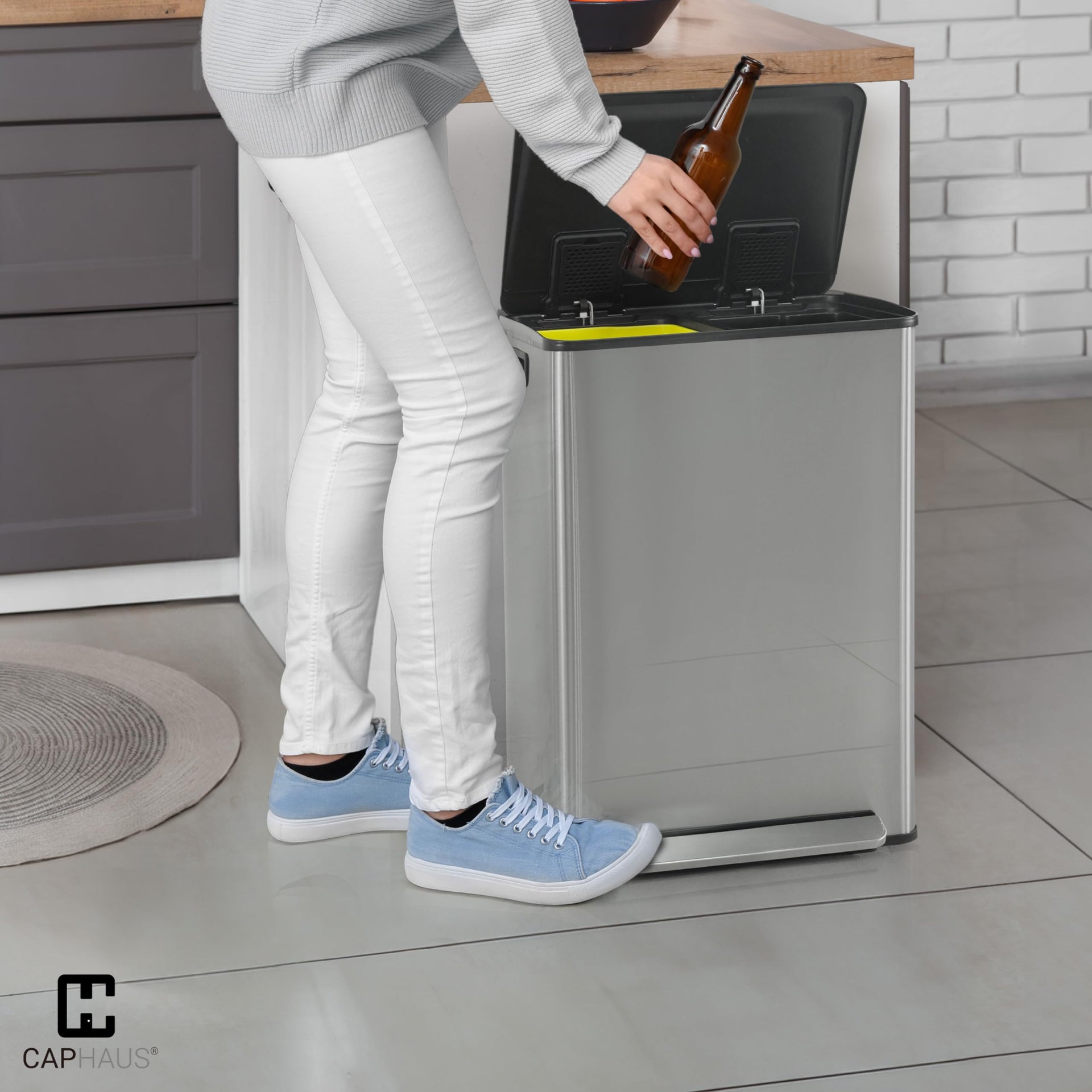 Dual Trash Can with Lid (2 Count (25L each))