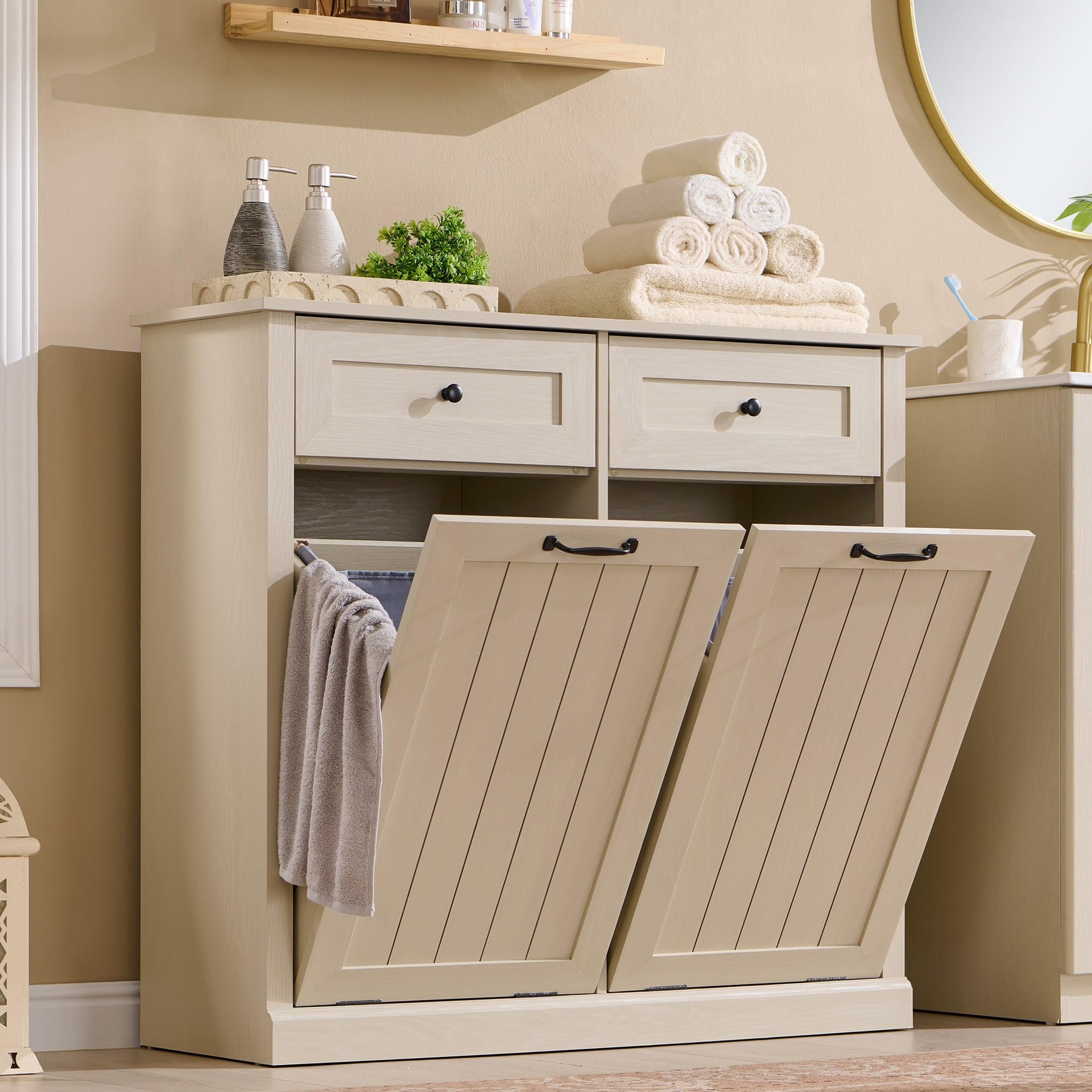 Double Tilt Out Laundry Hamper Cabinet