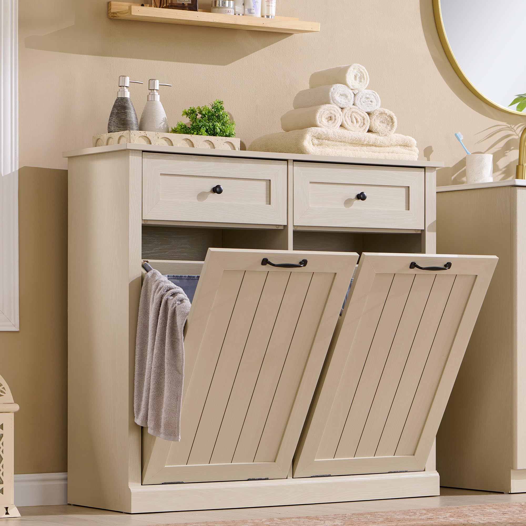 Double Tilt Out Laundry Hamper Cabinet