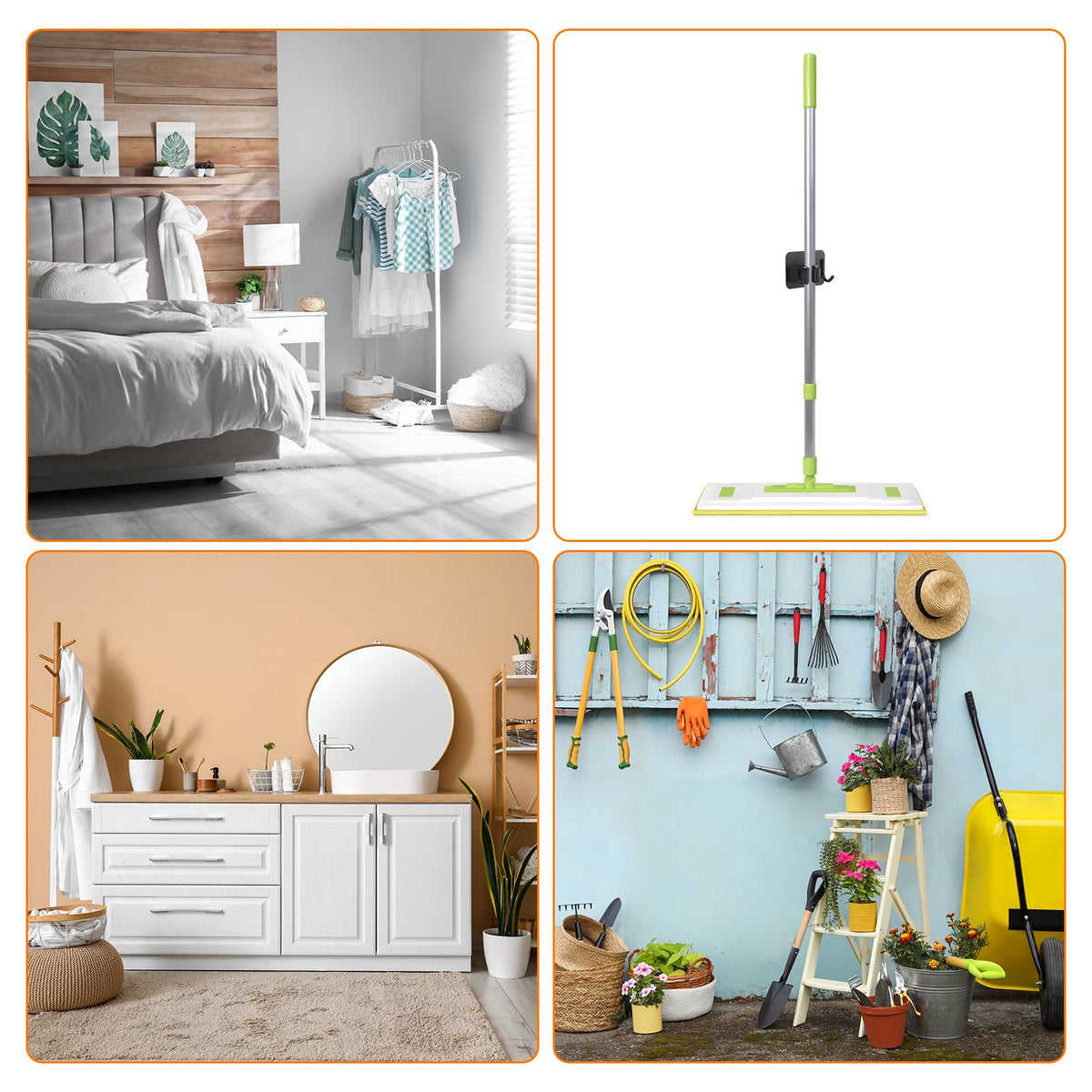 6pcs Mop Broom Holder Wall Mount