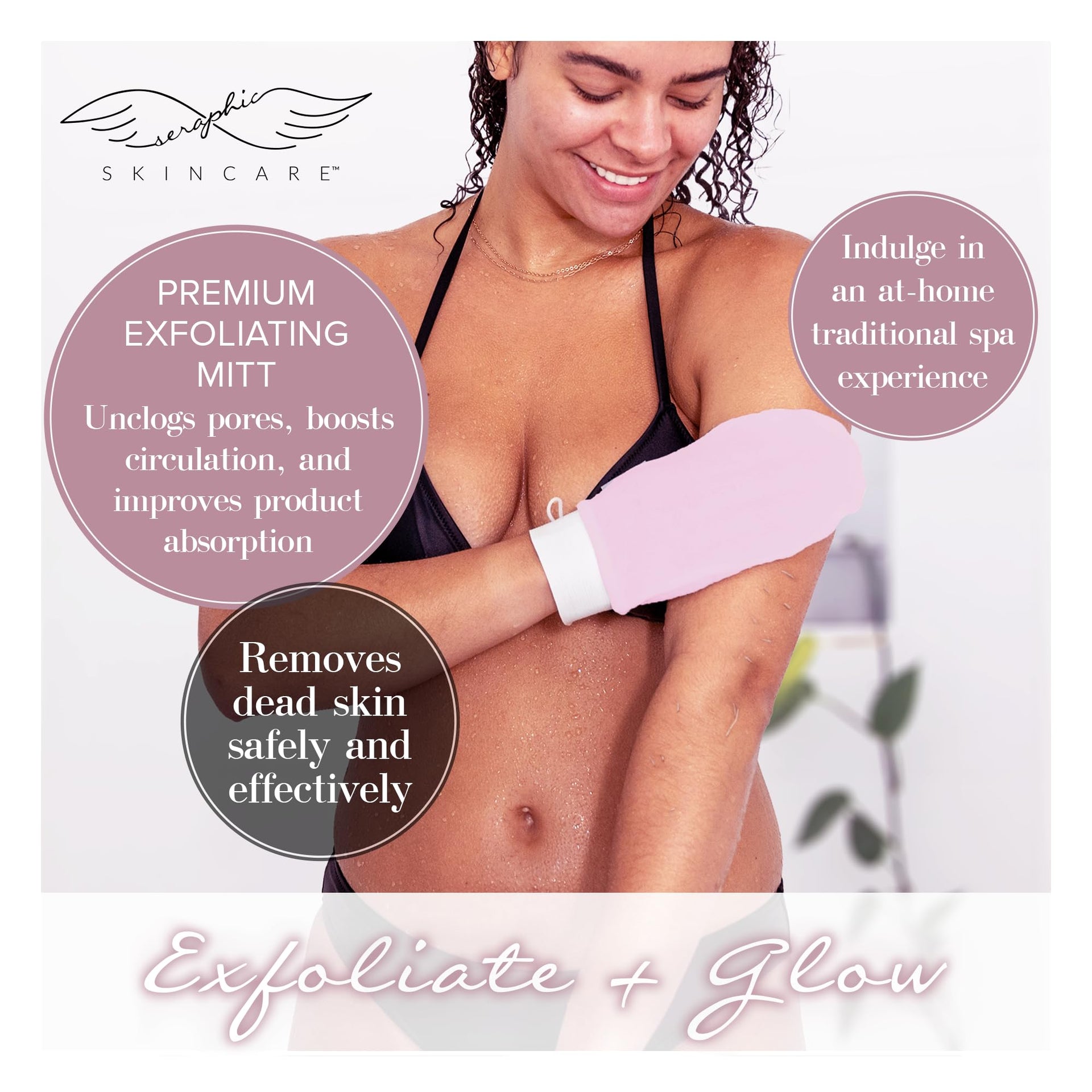 Pink Premium Exfoliating Mitt for Body 1pc