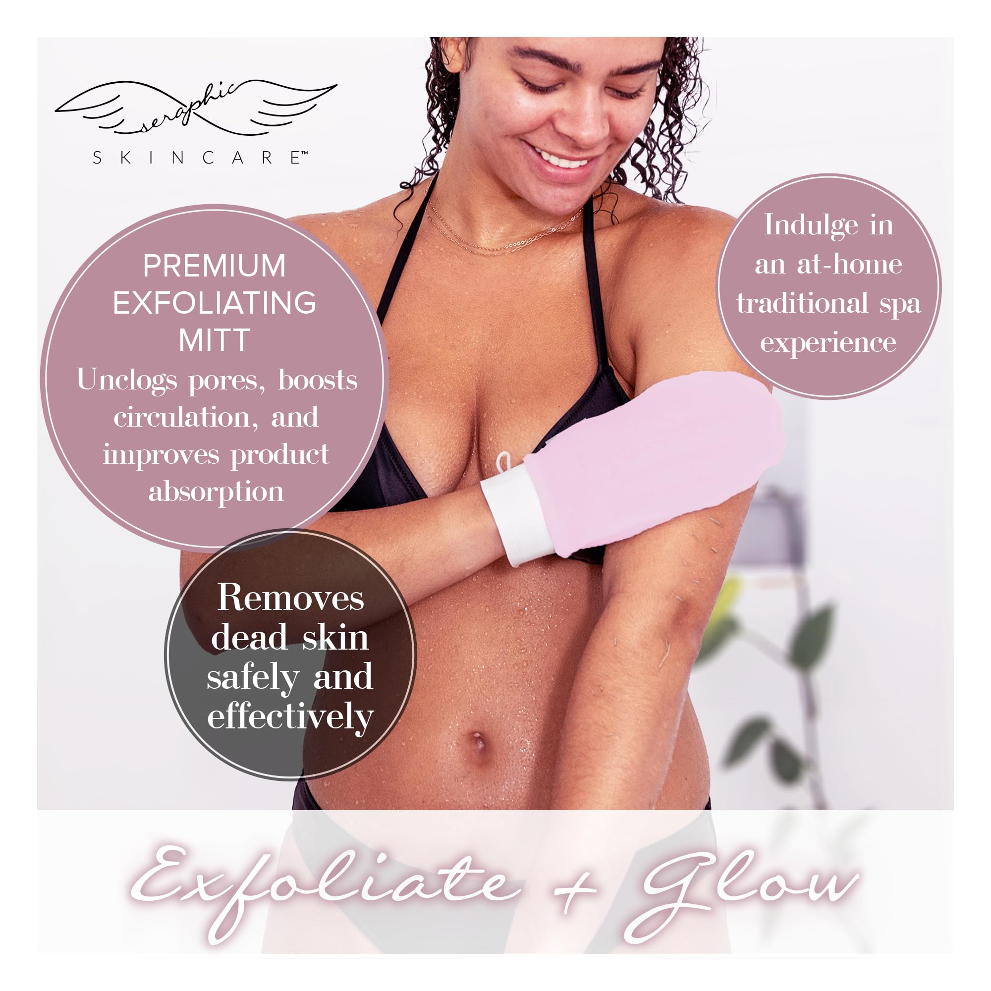 Pink Premium Exfoliating Mitt for Body 1pc