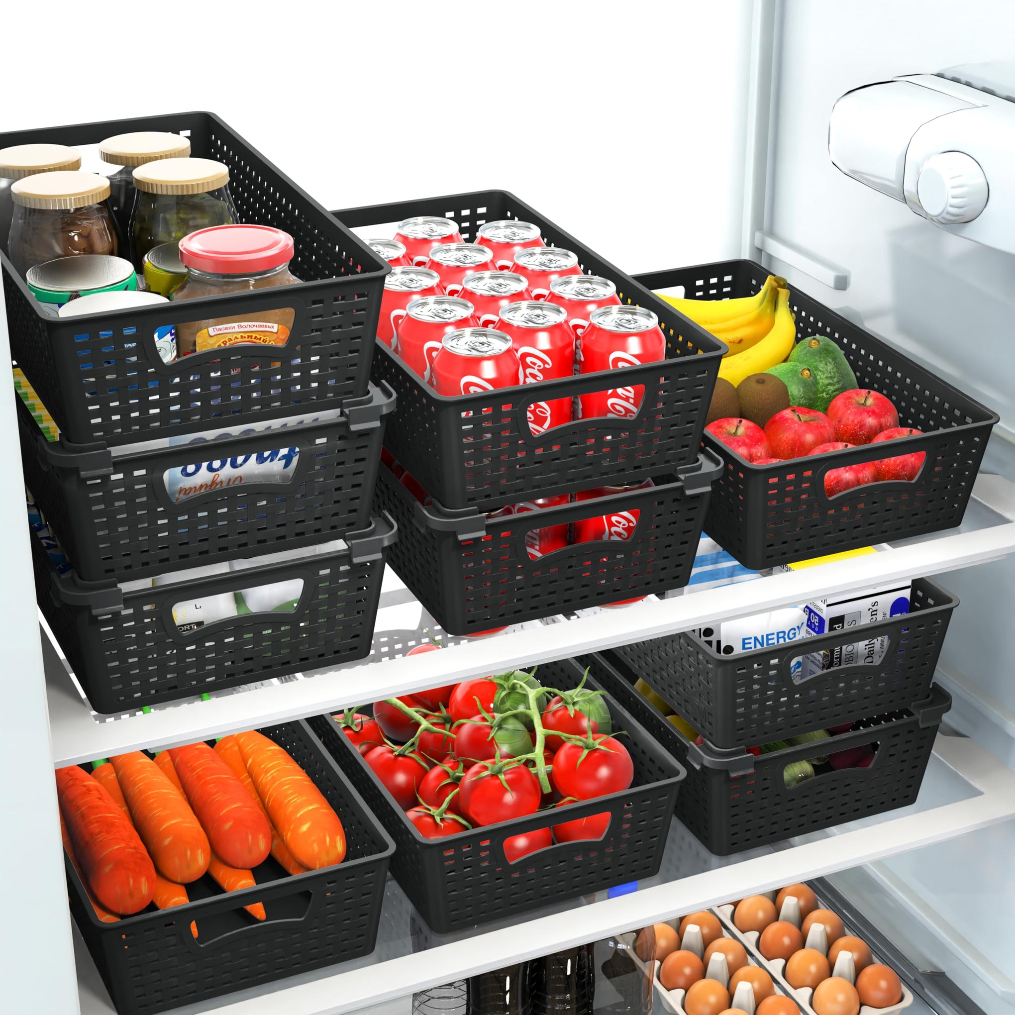Stackable Plastic Woven Basket Organizer (6 Count)