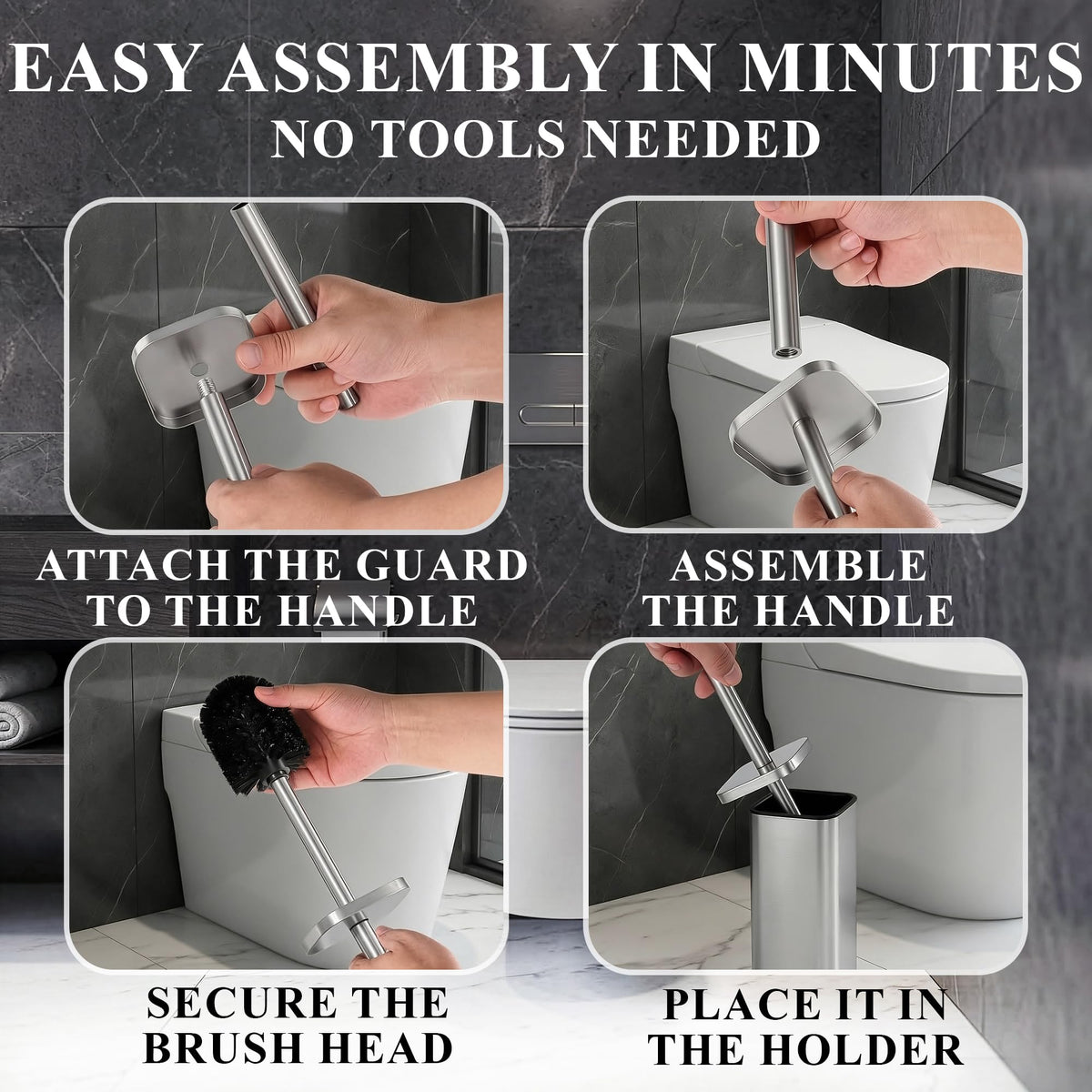 Stainless Steel Toilet Brush and Holder Set