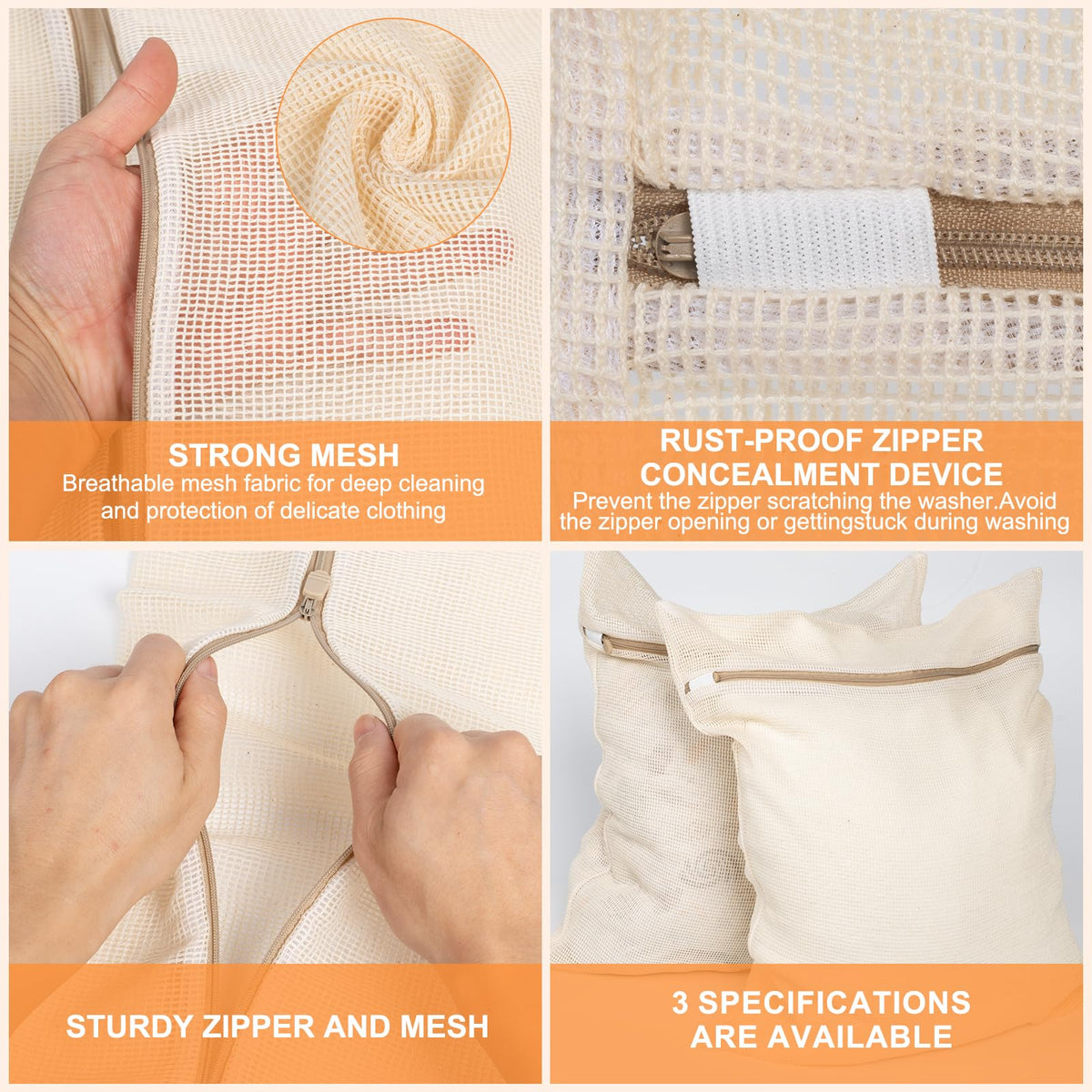 6-Piece Bag, Durable Cotton Mesh Laundry Bag, Sturdy Zipper, Breathable Mesh, Exquisite Laundry Bag for Underwear, Clothes, Pants, Shoes and Socks (5.99 Count)