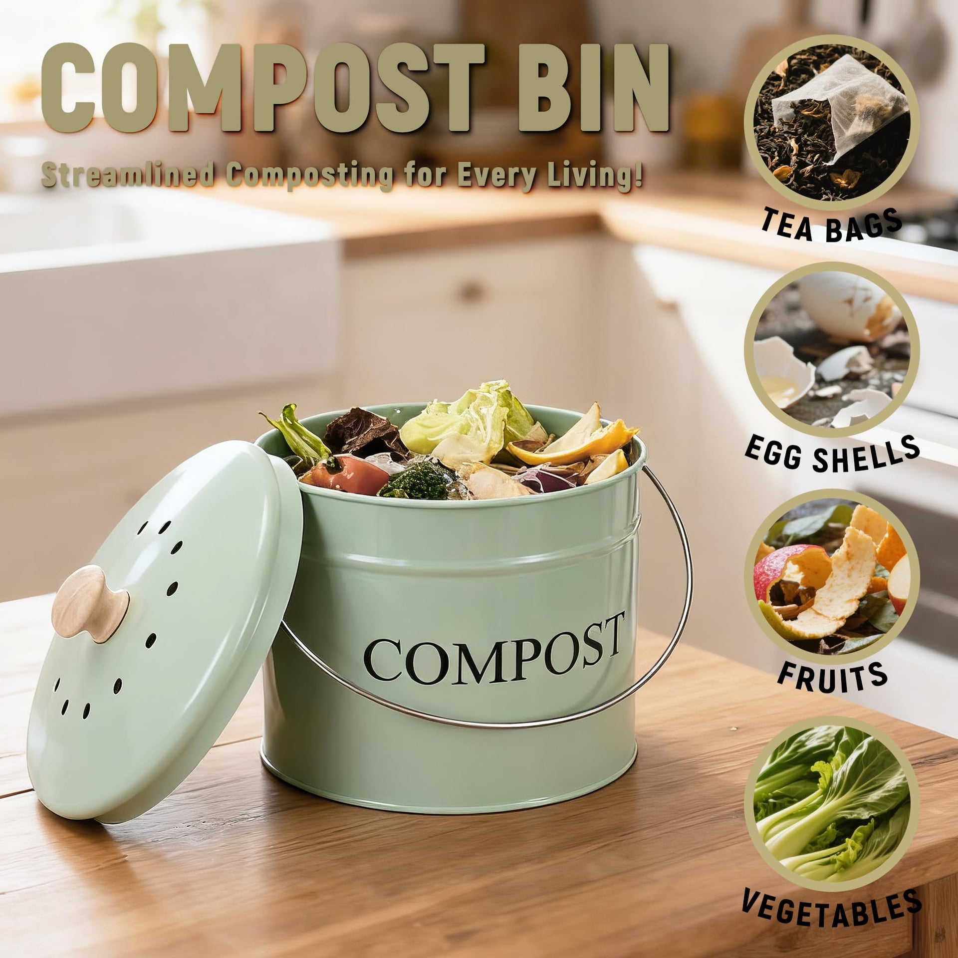 Compost Bin for Kitchen Counter