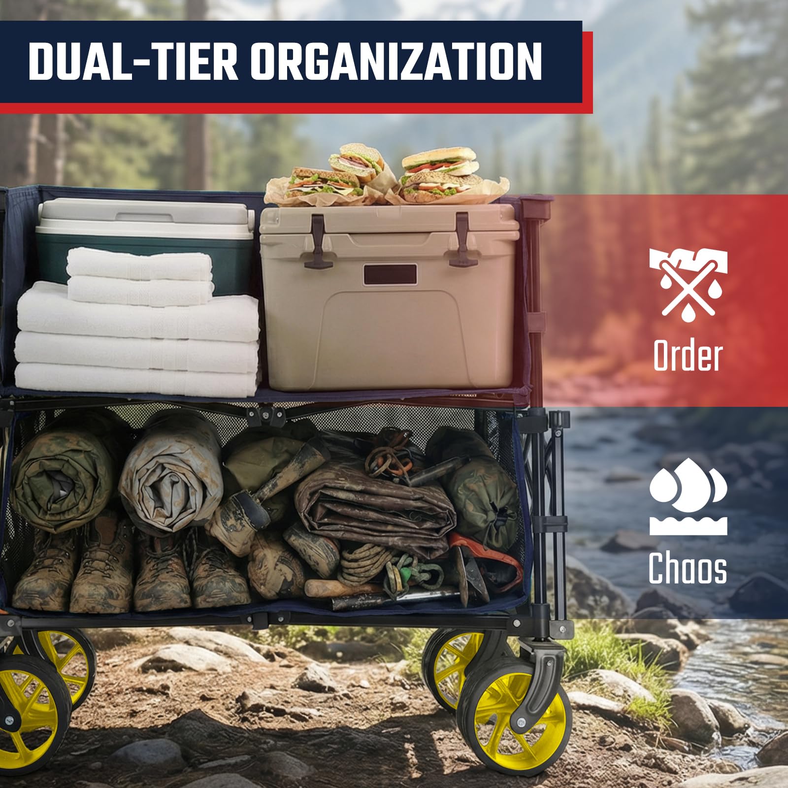 500LBS Heavy Duty Double Decker Wagon with Extender
