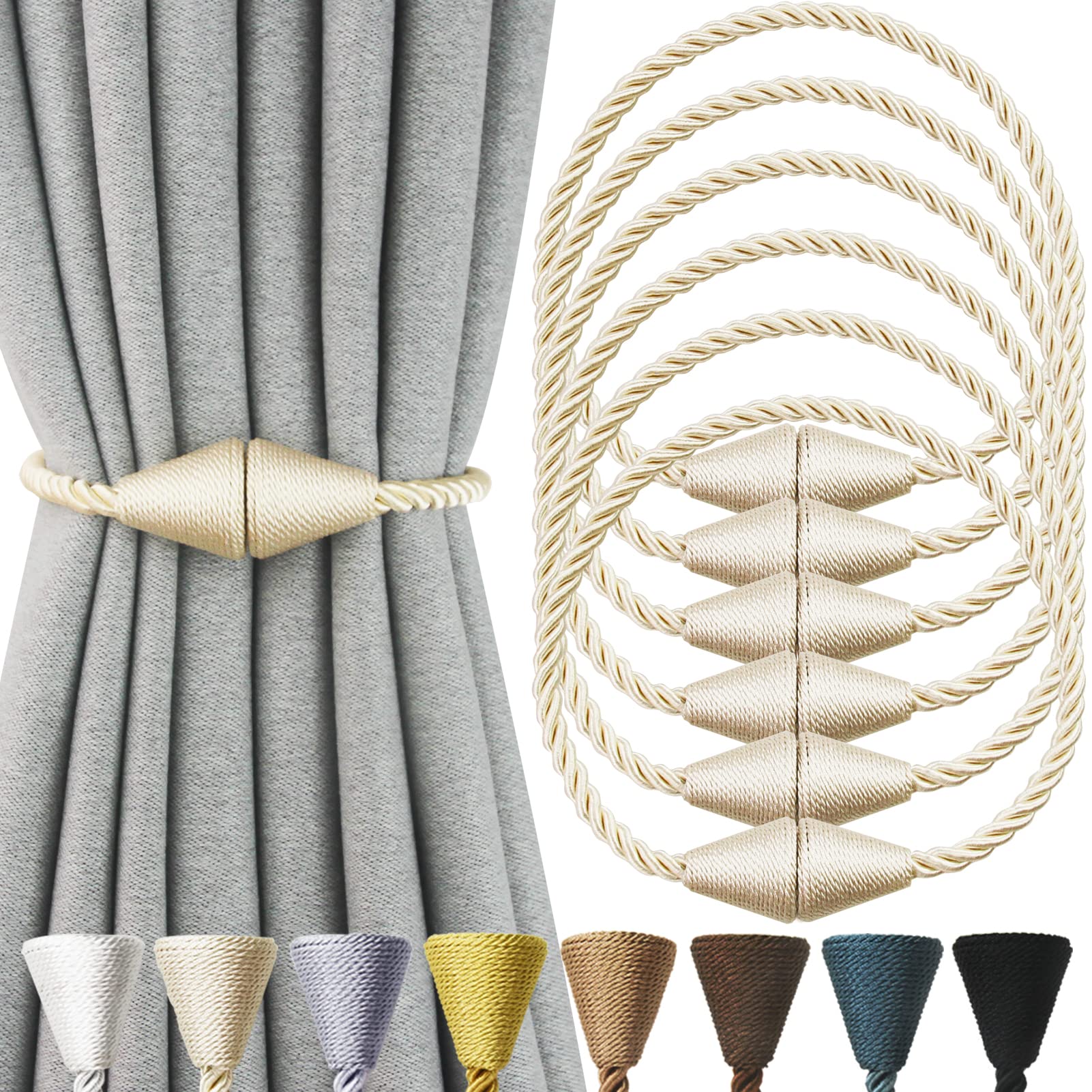 Magnetic Curtain Tiebacks Rope Decorative Holdbacks for Drapes Nieffeiy