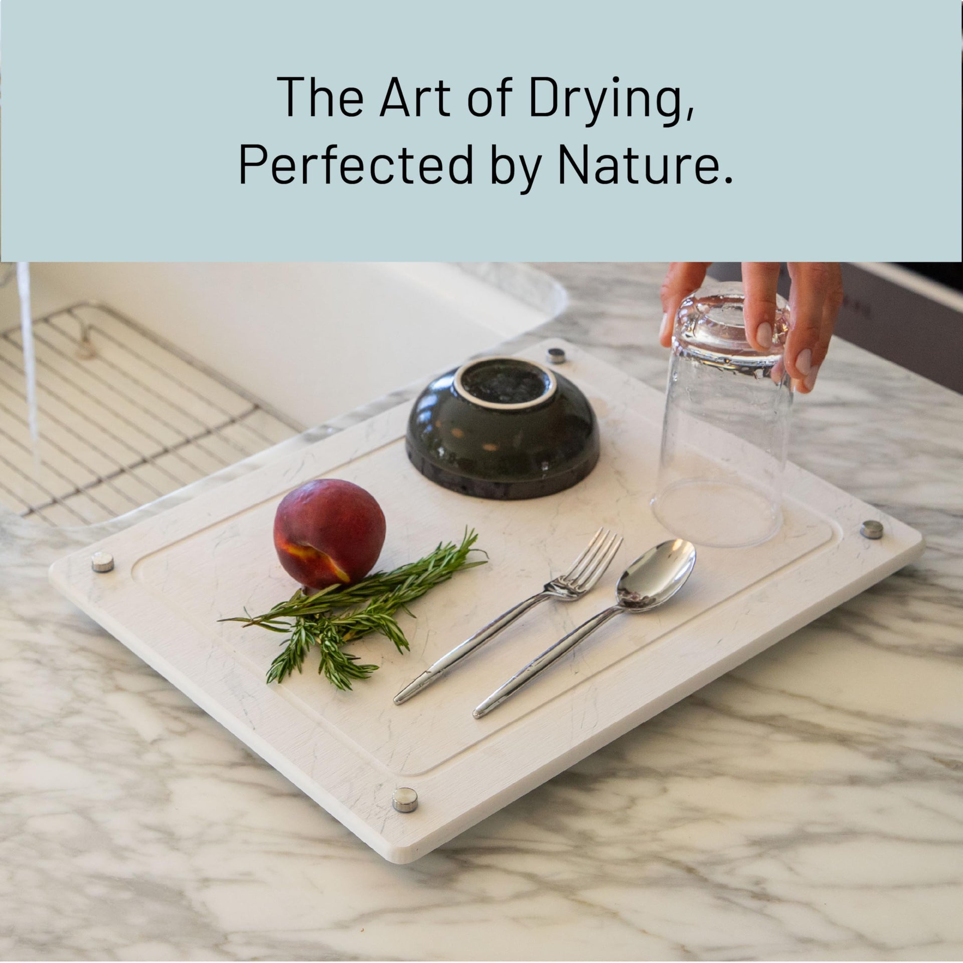 White Stone Dish Drying Mat for Kitchen Counter