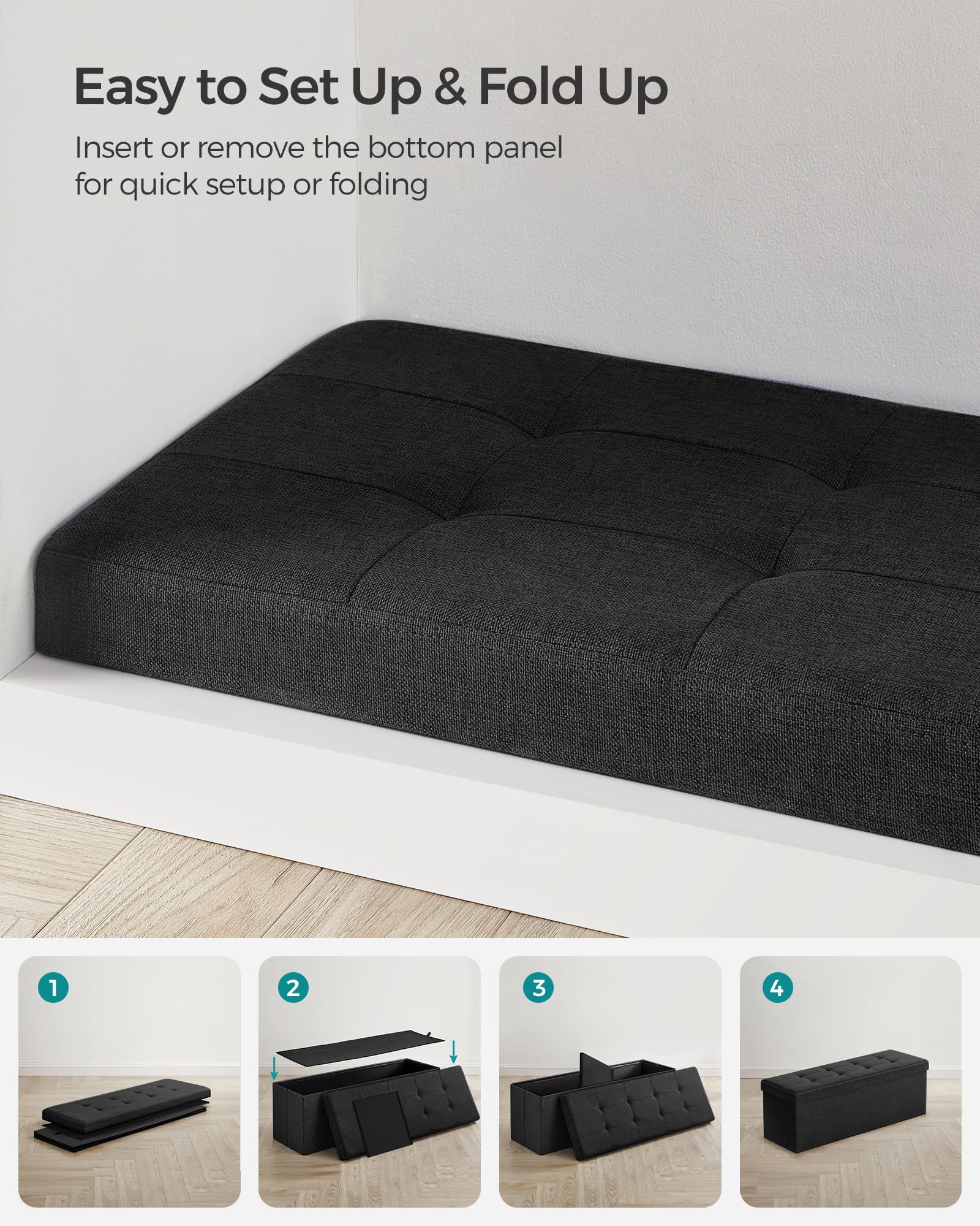 43.3 Inches Folding Storage Ottoman Bench