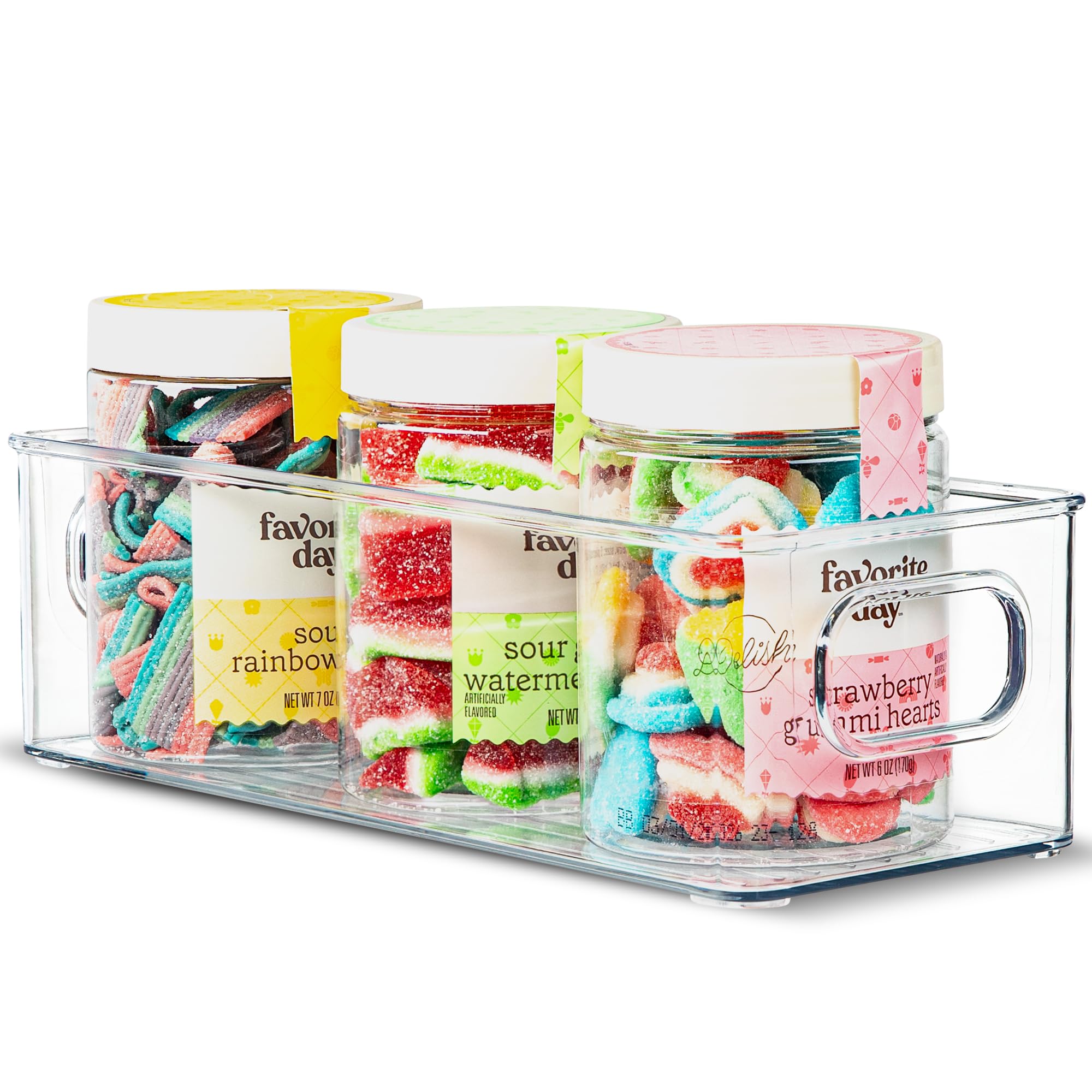 Plastic Food Storage Clear Container Bin with Handles for Organizing Kitchen
