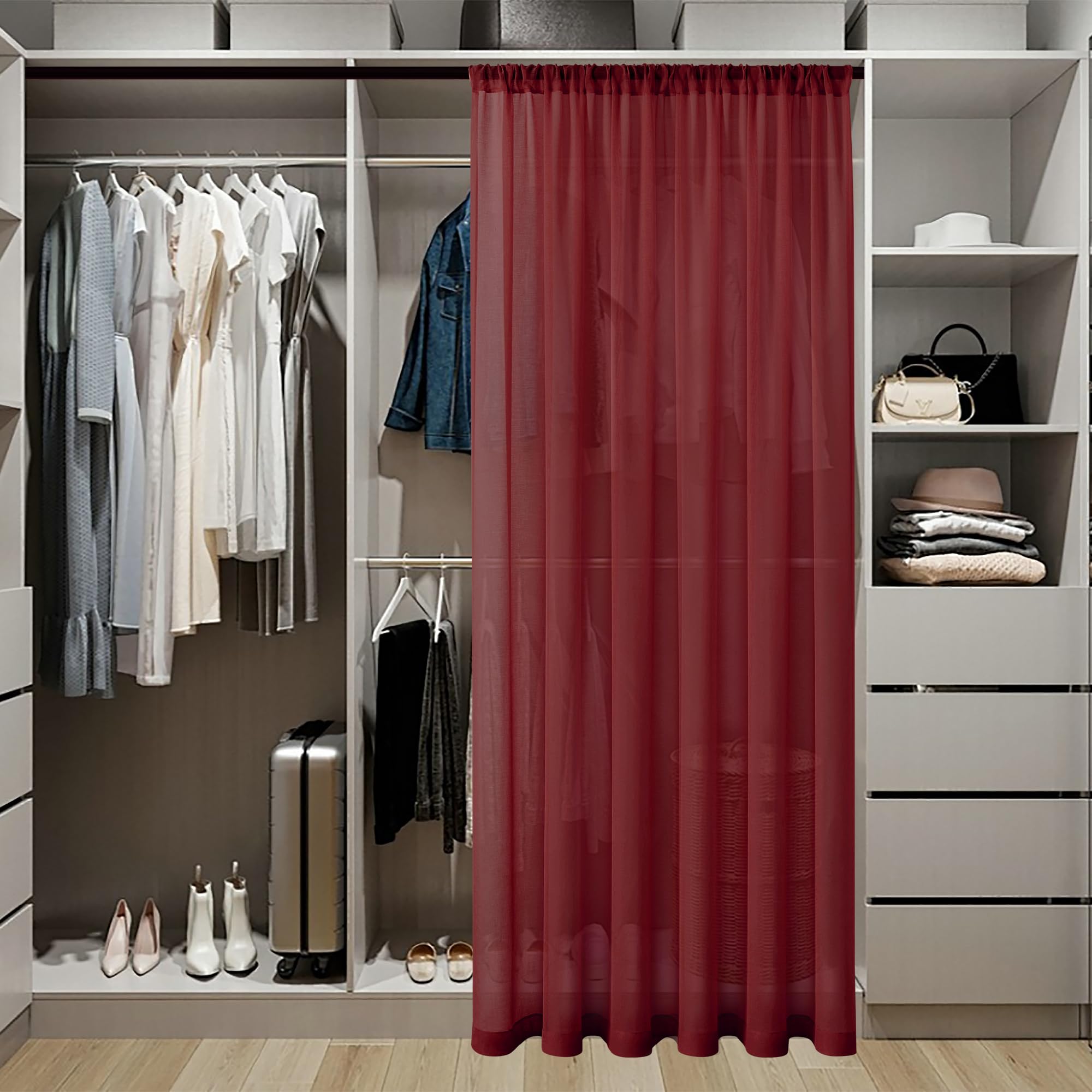 Small Sheer Door Curtain Closet Linen Textured Curtain Sheers Doorway Light Filtering Voile French Door Rod Pocket Curtains Patio Glass Doors
