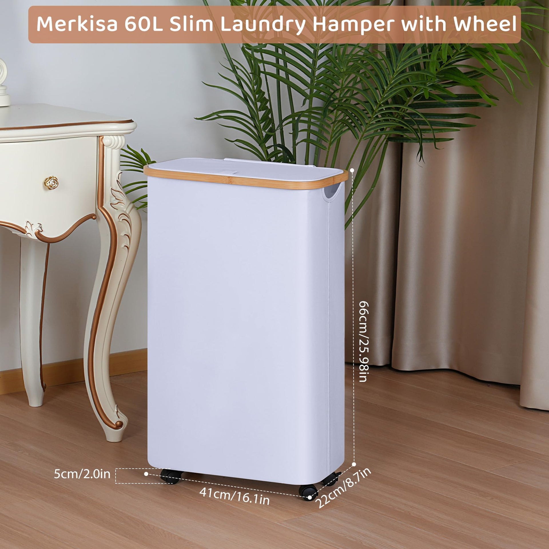 Slim Laundry Basket with Wheels