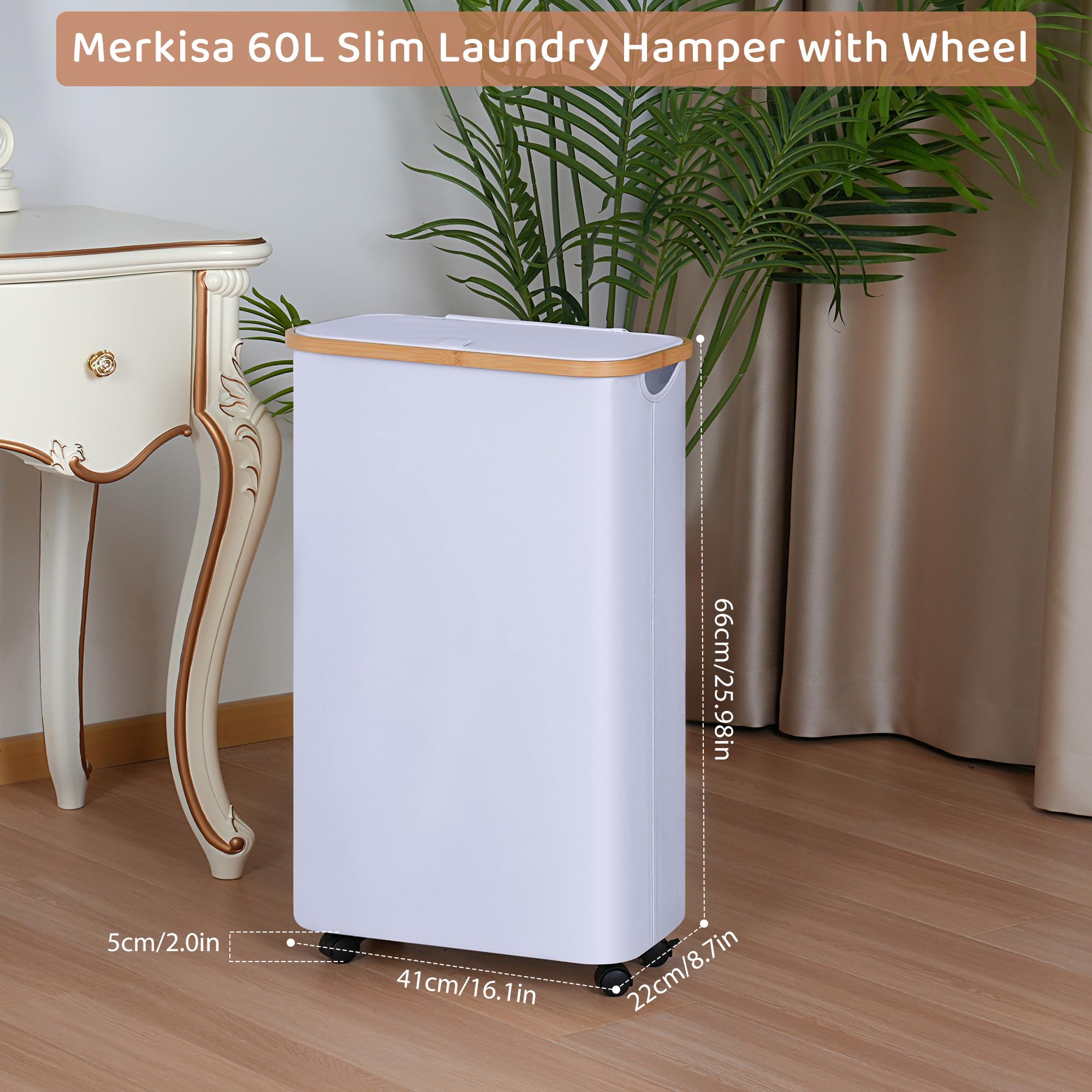 Slim Laundry Basket with Wheels