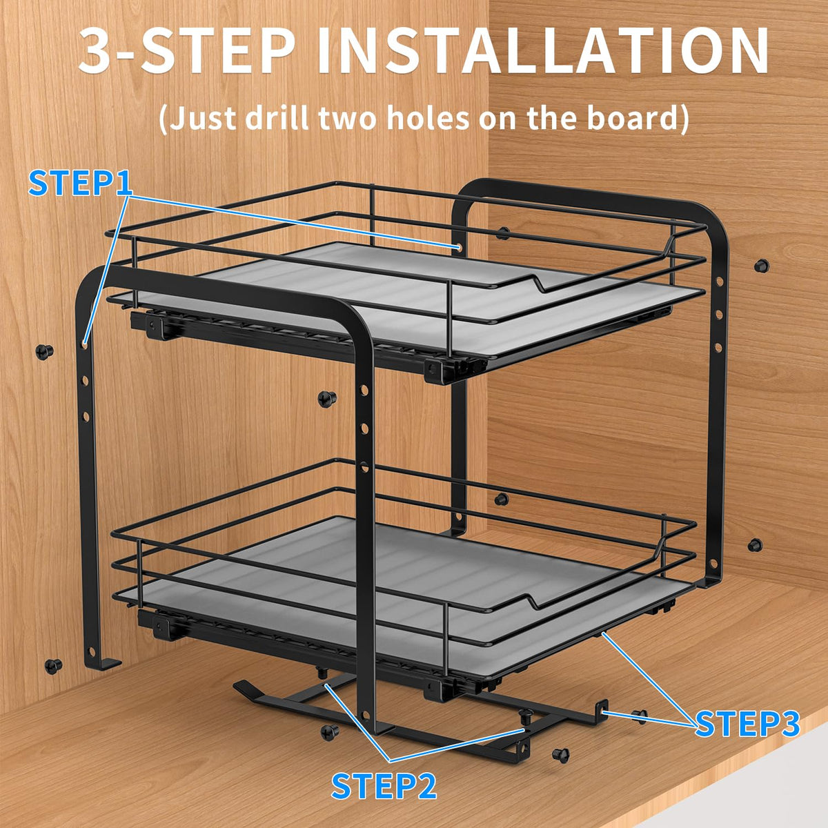 2 Tier Pull Out Spice Rack for Cabinet