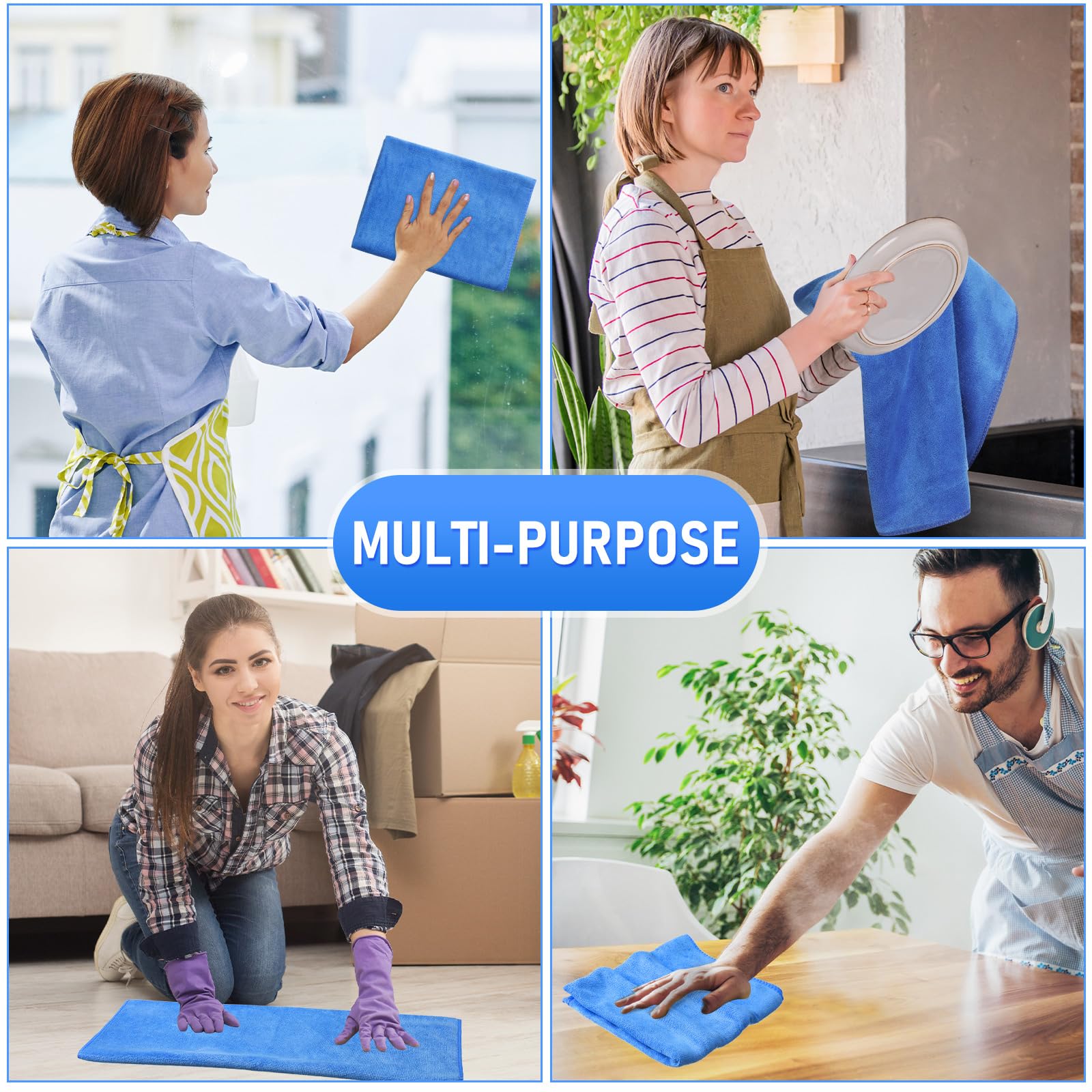 3 Pcs Extra Large Microfiber Cleaning Cloth 30" x 20" Washable Reusable Microfiber Towel Streak Free Lint Free Cloth for Cleaning Home Glass Office Window Bathrooms (3 Count)