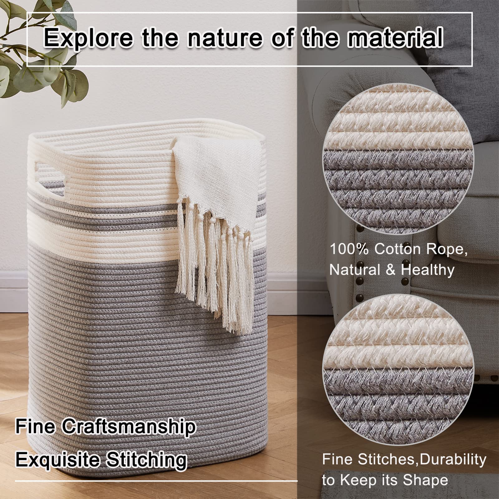 Laundry Hamper Collapsible Laundry Basket Clothes Organizer Gray
