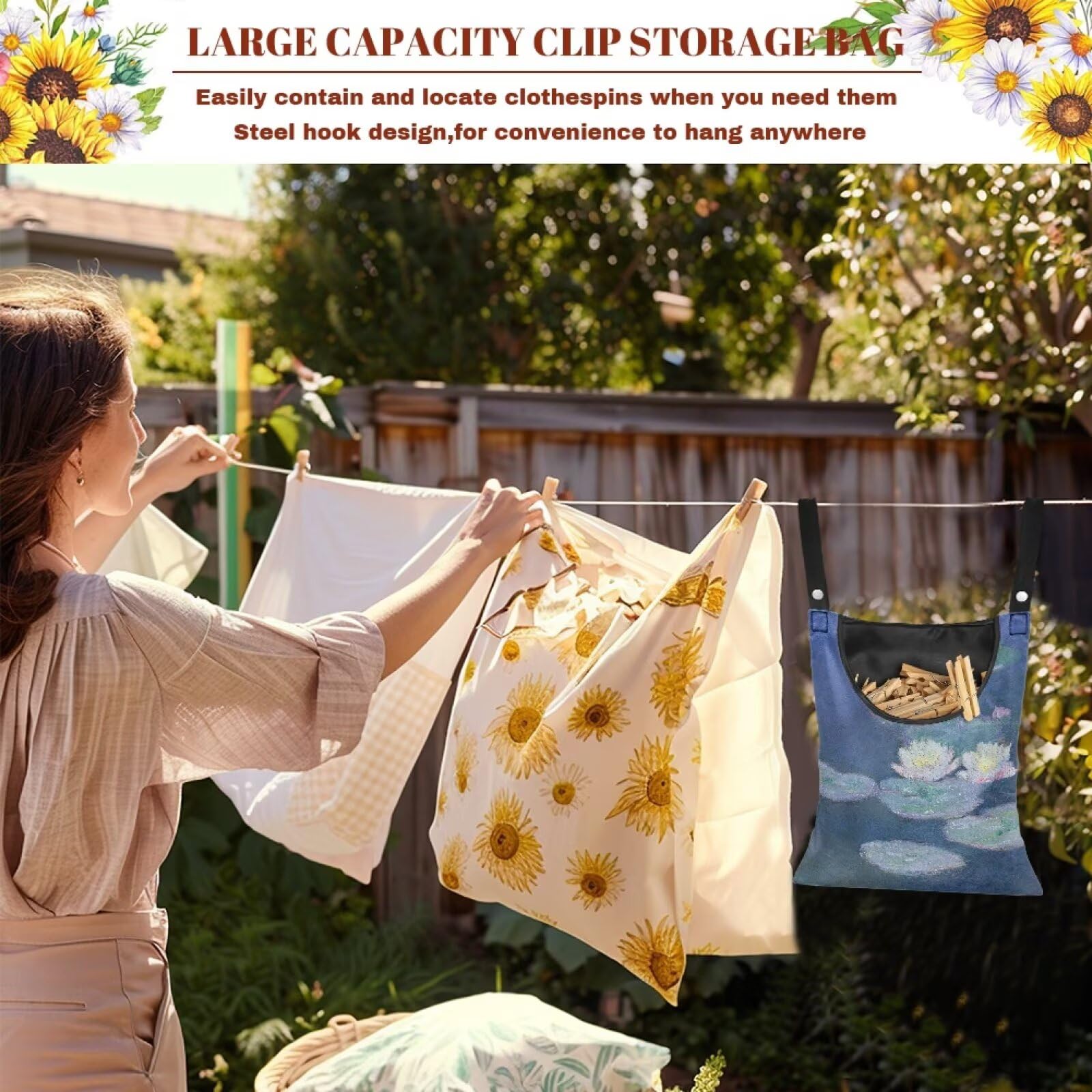 Outdoor Clothespin Storage Bag with Windproof Design