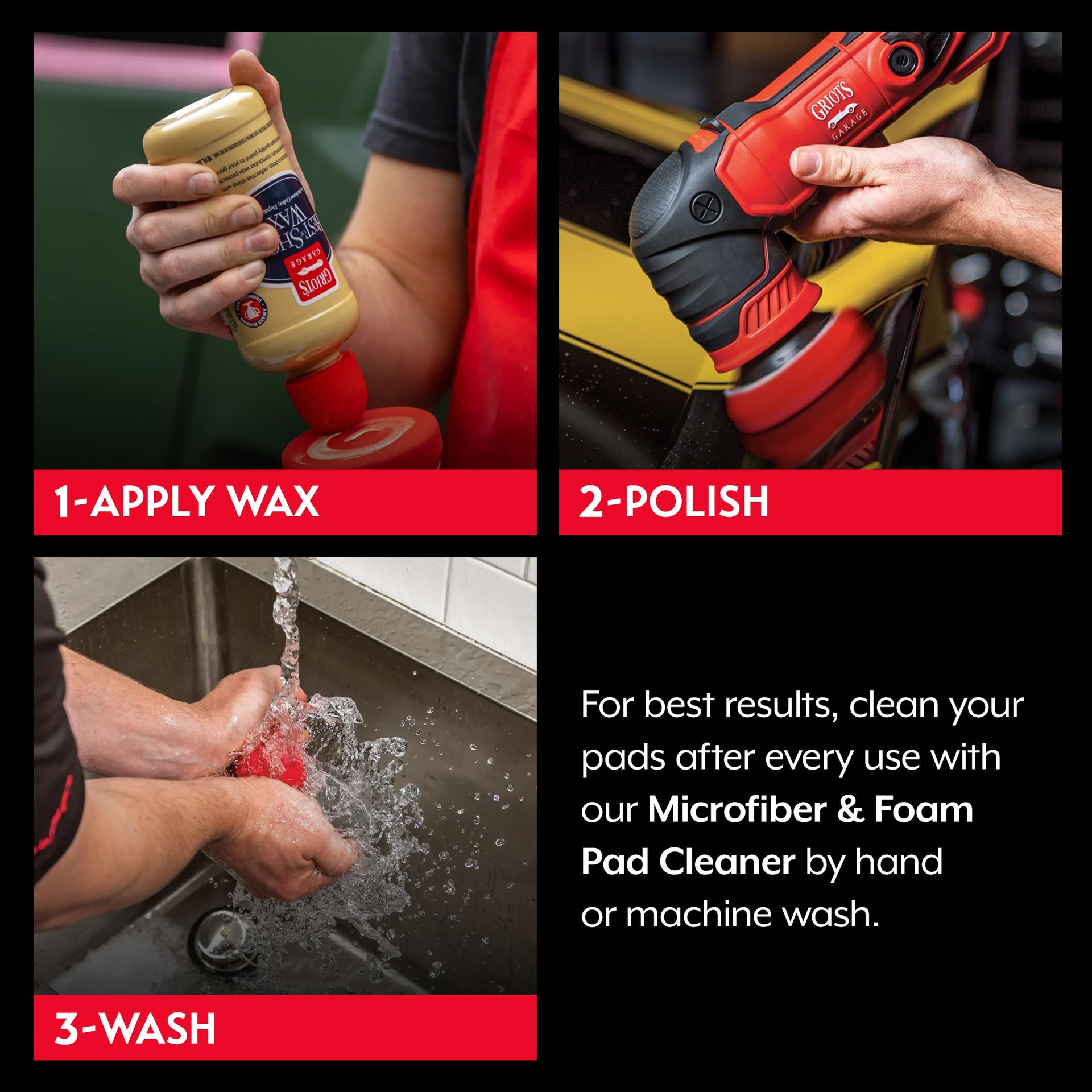 3” Red Foam Waxing Pads for Car Detailing (3 Count)