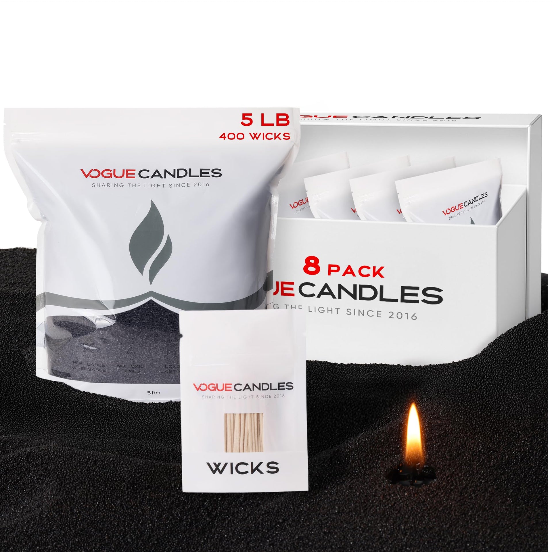 Vogue Candles Black Pearled Candle Sand Wax Kit (640 Ounce)