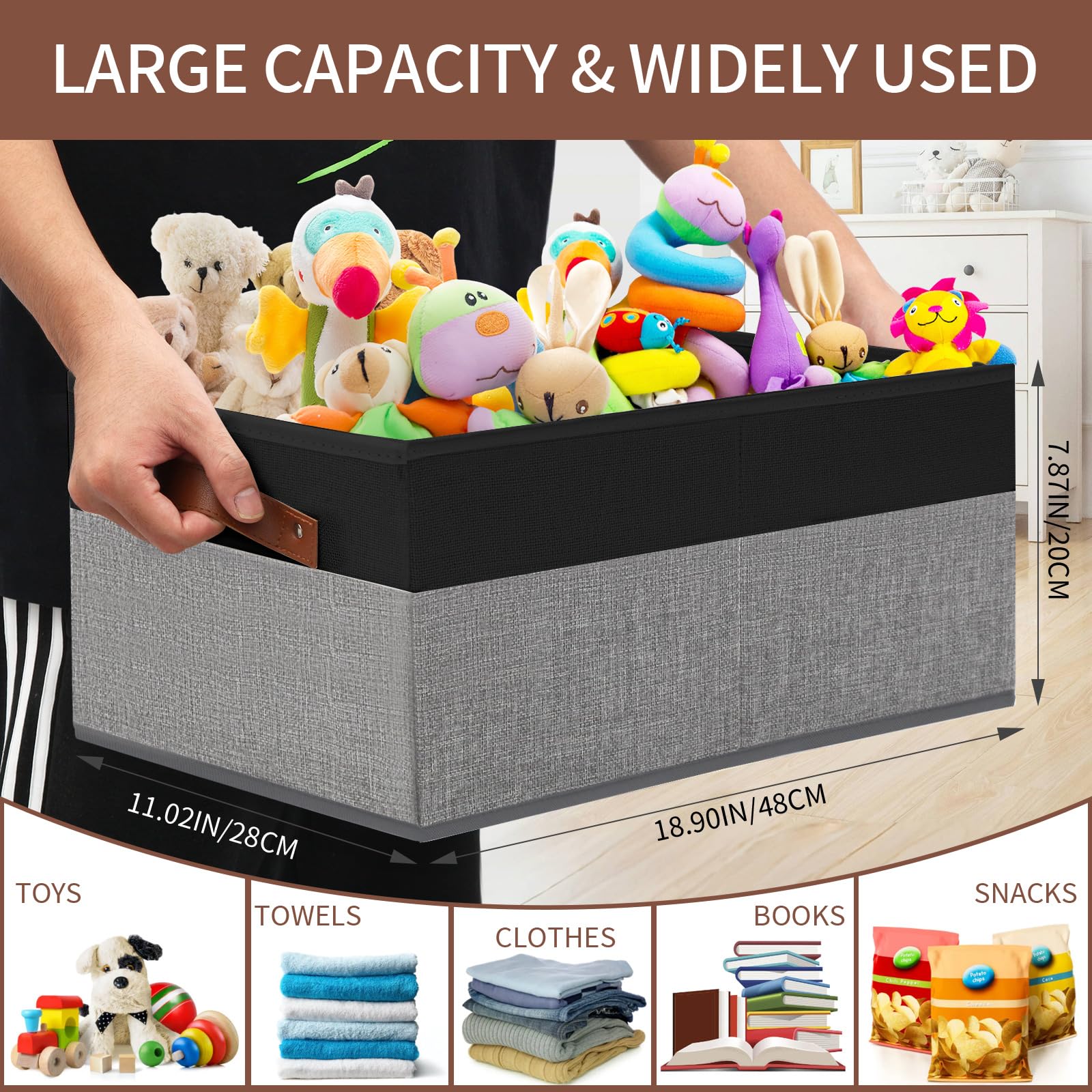 3 Pack Large Capacity Storage Bins Closet Organizer for Shelves (3 Count)