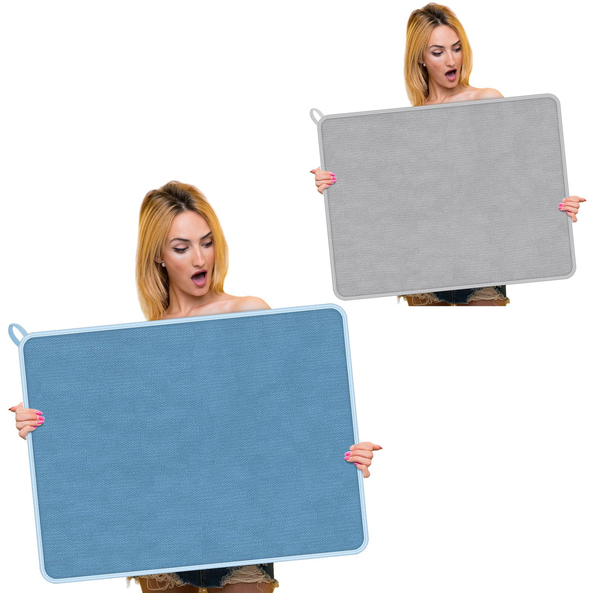 2 Pack Extra Large Dish Drying Mat Microfiber Absorbent Dish Drying Pad Large Size Dishes Drainer Mats for Countertop
