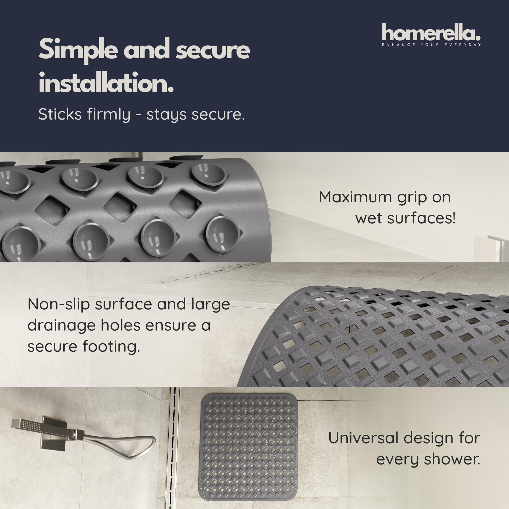 Square Shower Mat Non Slip Anti Mold 21x21 Anti Slip Shower Mat