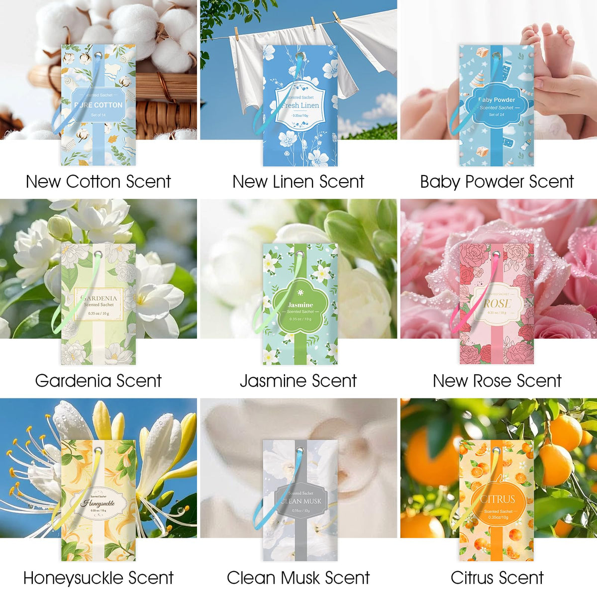 Scented Sachets for Drawer and Closet (14 Count)