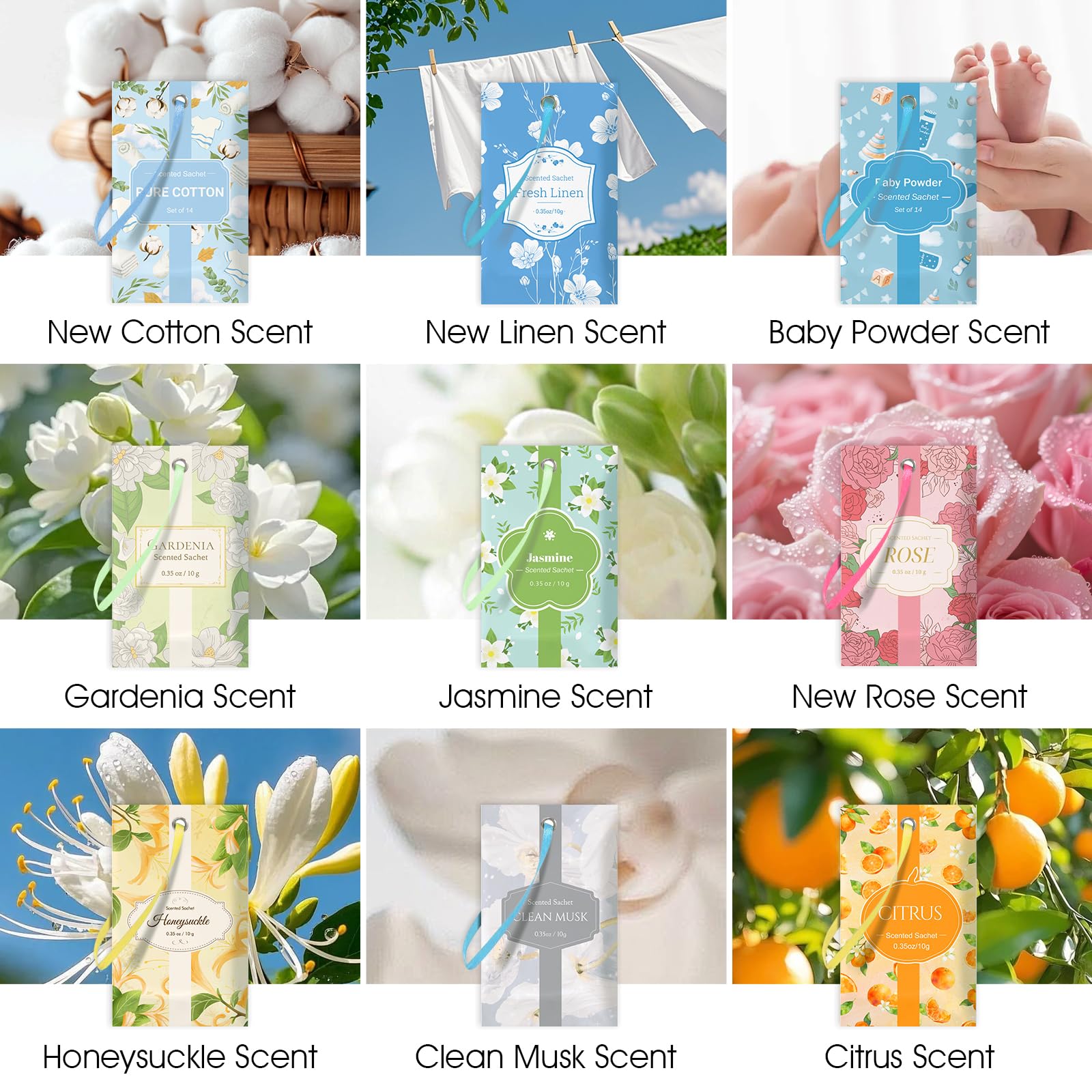 Scented Sachets for Drawer and Closet (14 Count)