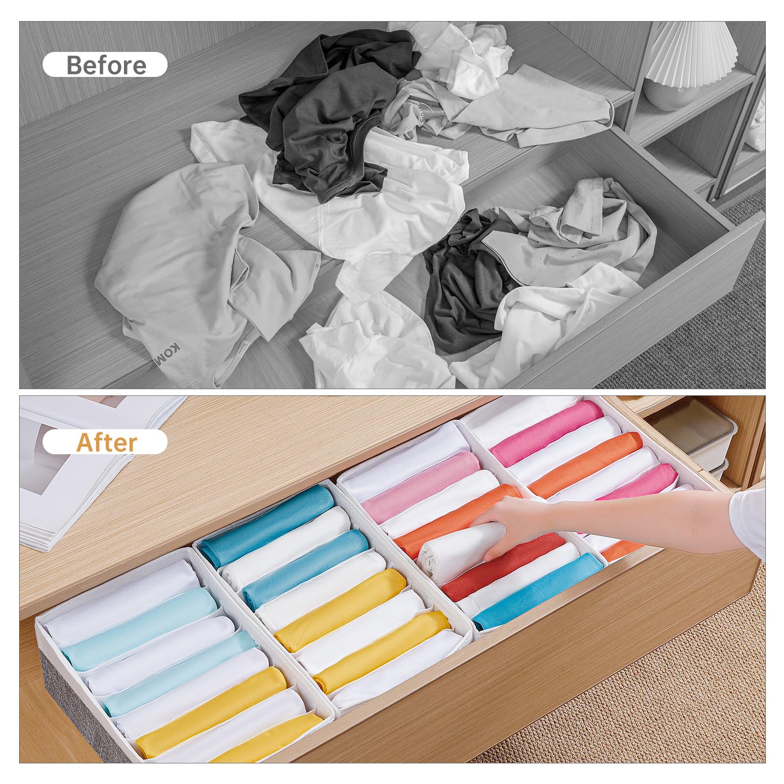 4 Packs T shirt Drawer Organizers for Clothing (4 Count)