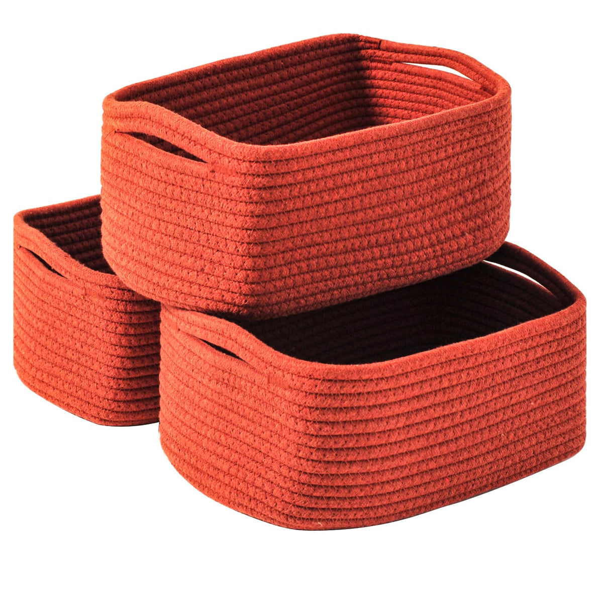 Small Red Woven Baskets for Organizing (3 Count)