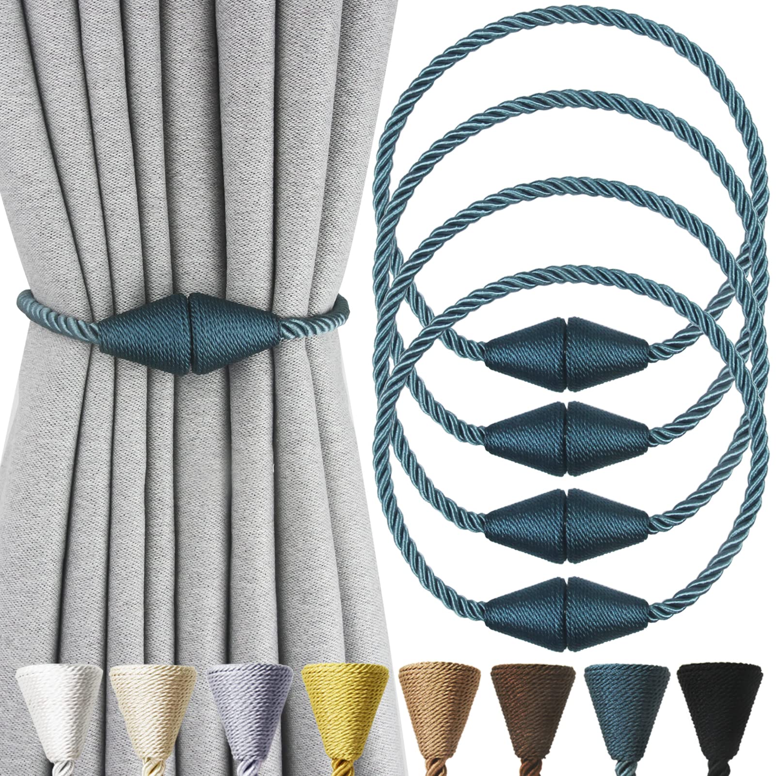 Magnetic Curtain Tiebacks Rope Decorative Holdbacks for Drapes Nieffeiy