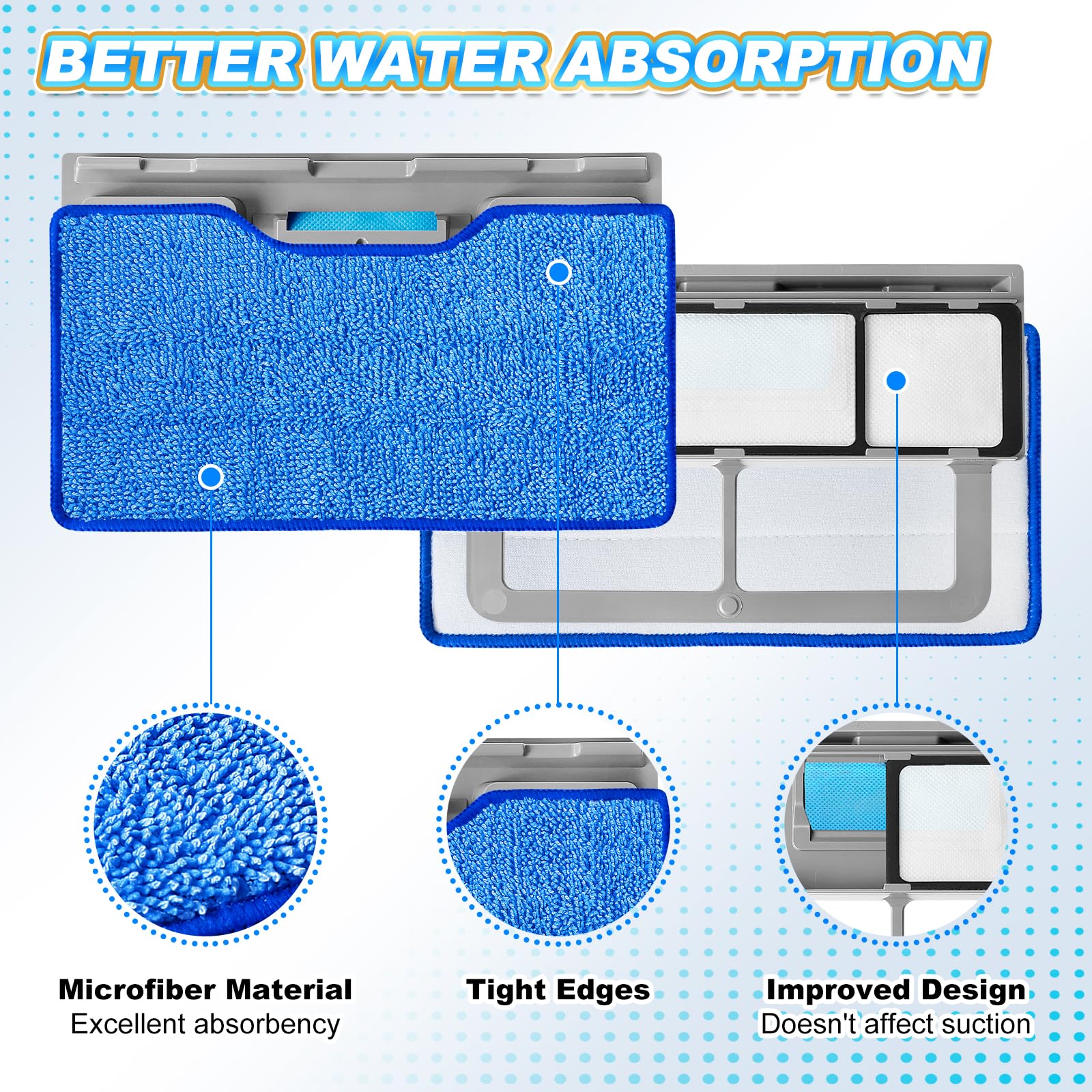 Reusable Mop Pads Refills Compatible with Shark VACMOP VM252 VM200 (4 Count)
