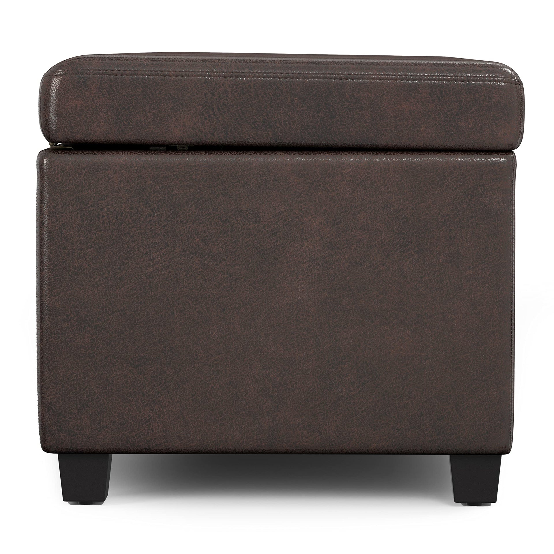Avalon 54" Wide Vegan Leather Storage Ottoman in Brown