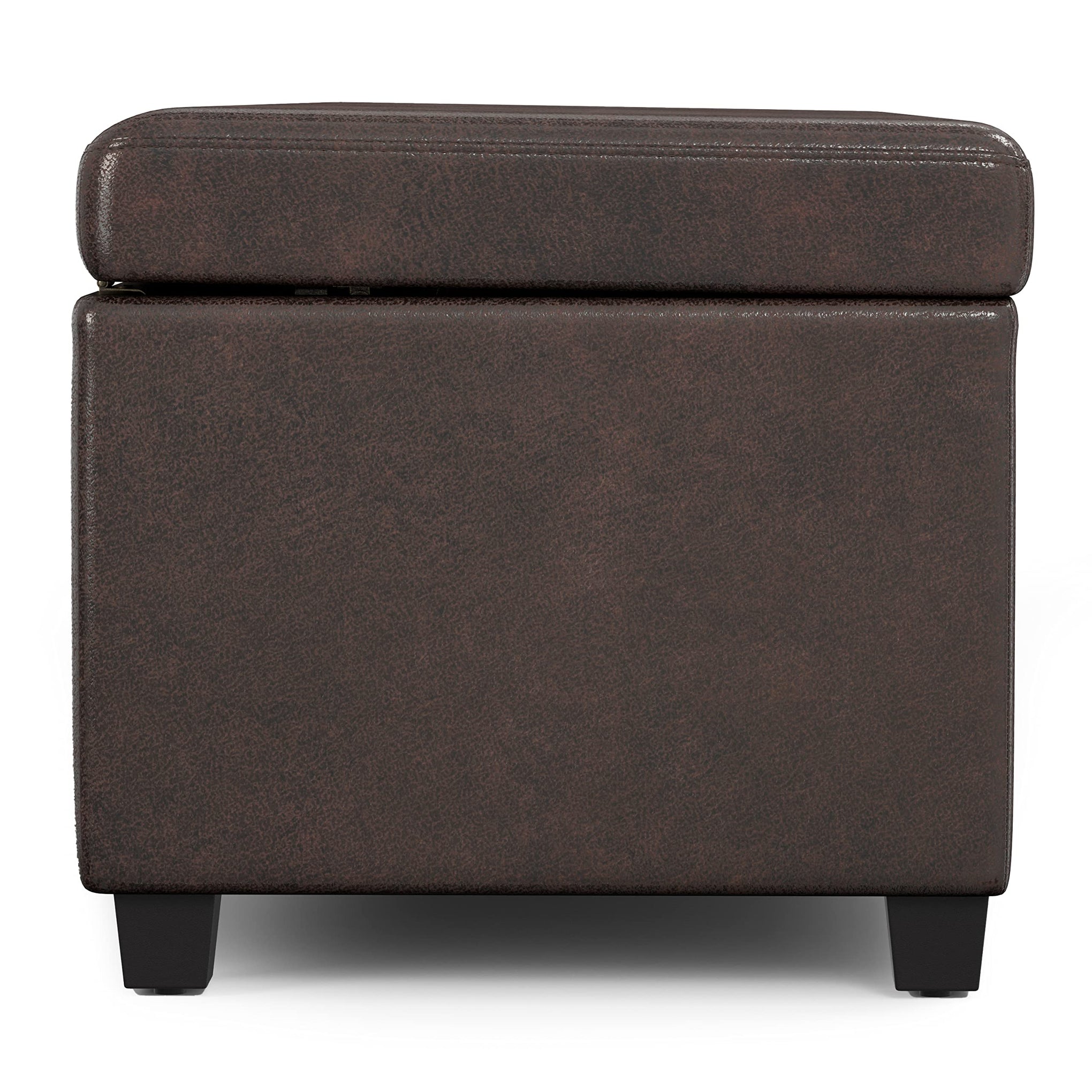 Avalon 54" Wide Vegan Leather Storage Ottoman in Brown