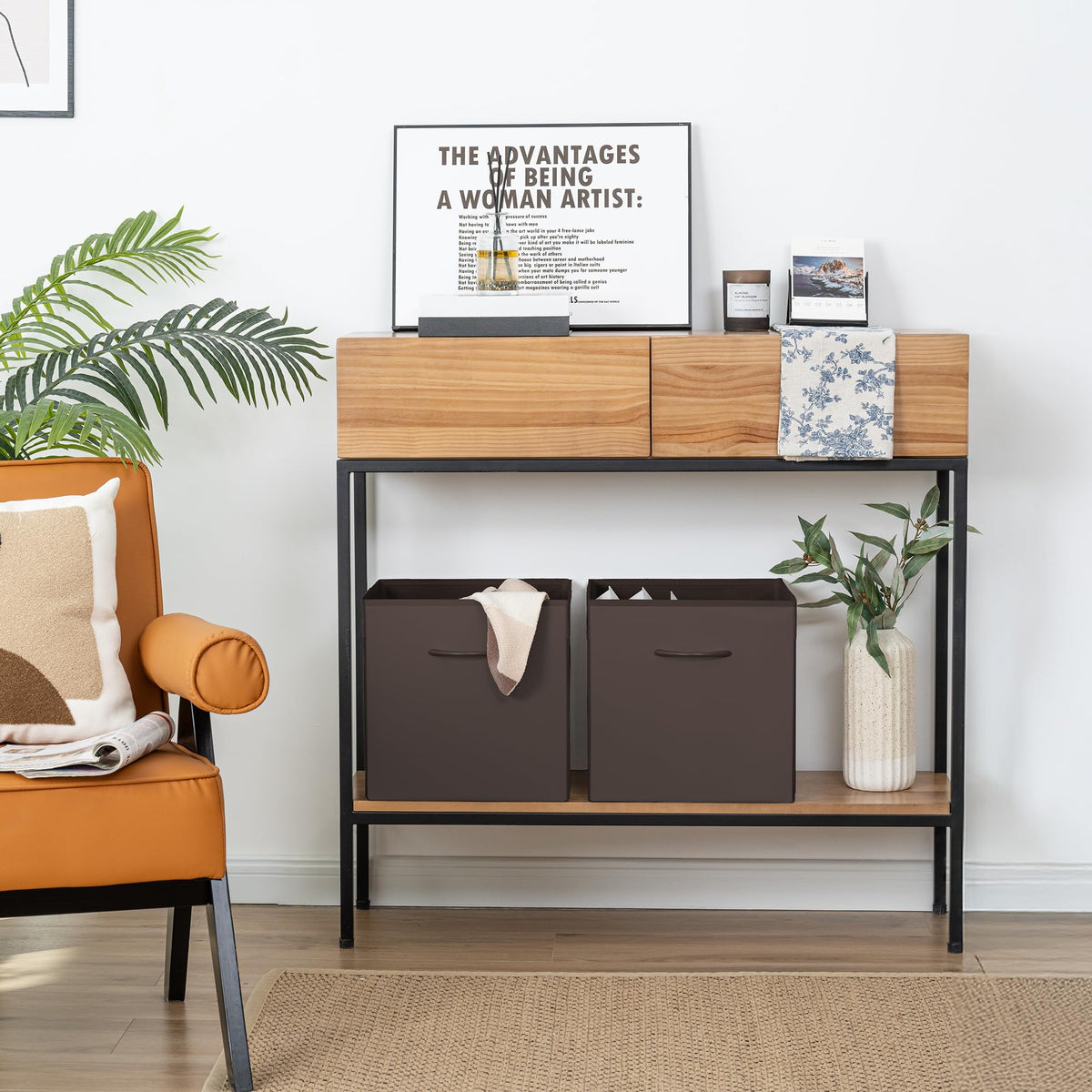 13x13 Leather Cube Storage Bins (4 Count)